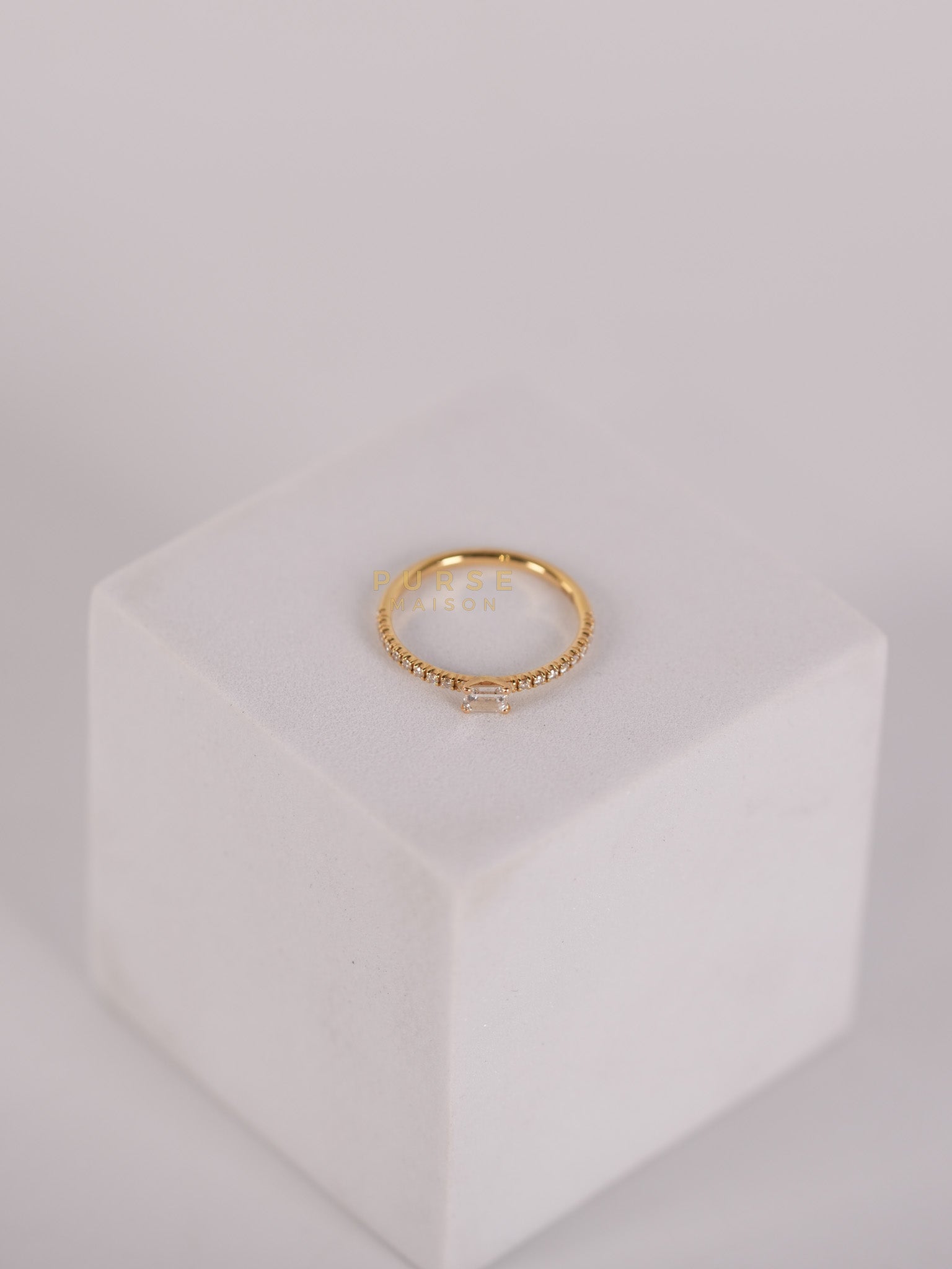 Etincelle de Cartier Ring, 0.16CT Emerald-cut Diamond Paved Size 7 | Purse Maison Luxury Bags Shop