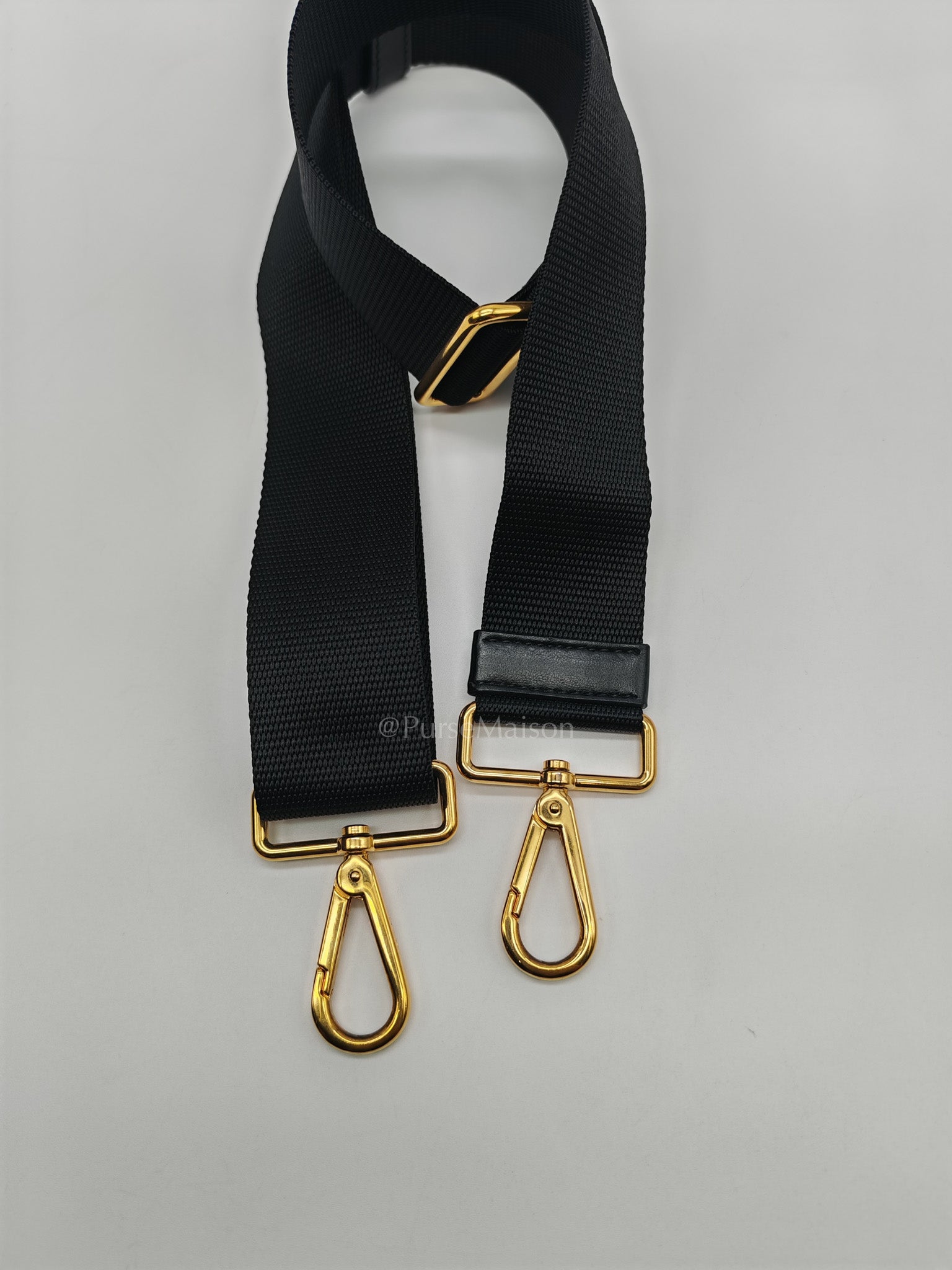 Shopping Tote Bag in Black Tessuto Nylon Saffiano Leather & Gold Hardware