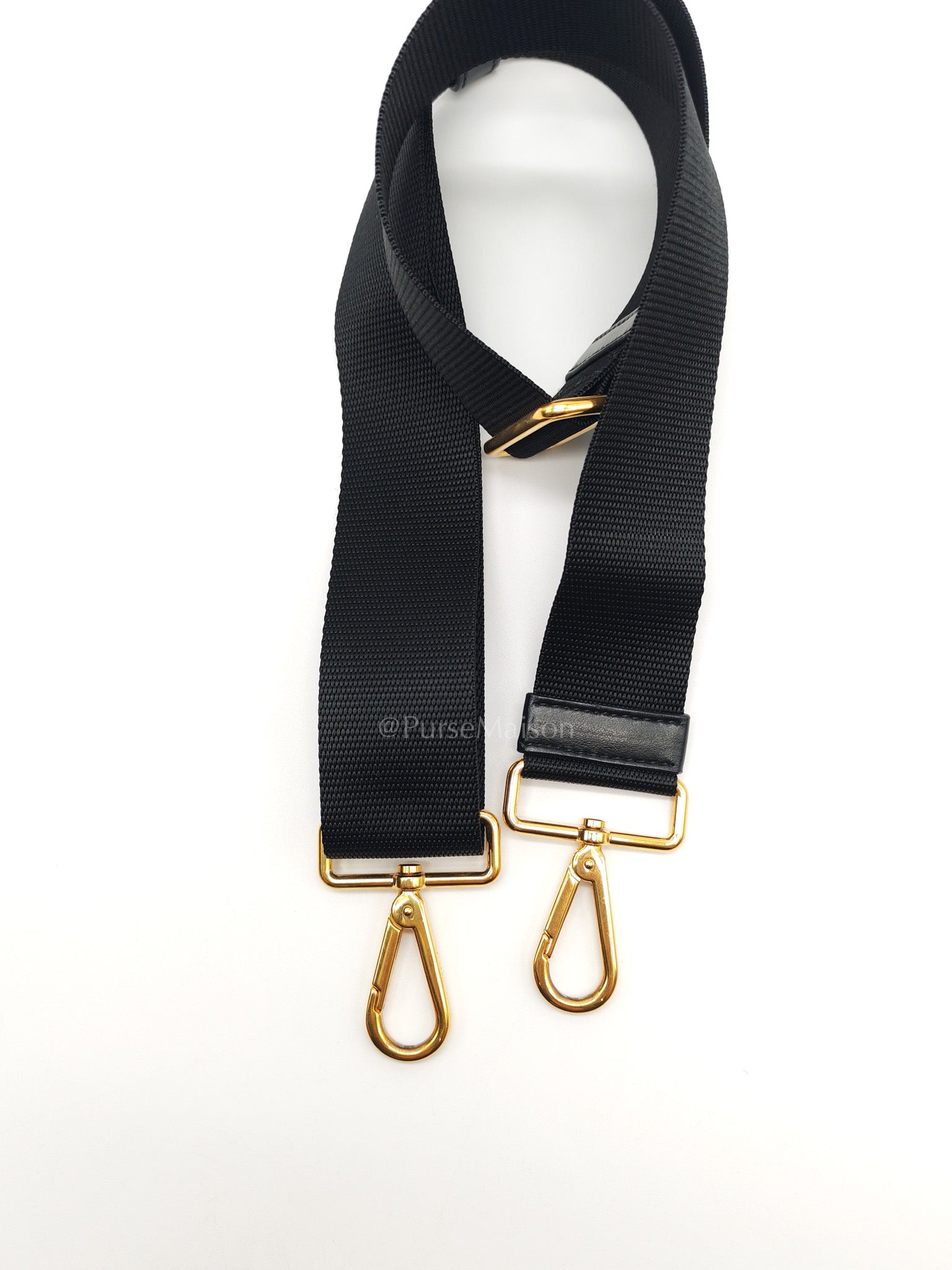 Shopping Tote Bag in Black Tessuto Nylon Saffiano Leather & Gold Hardware