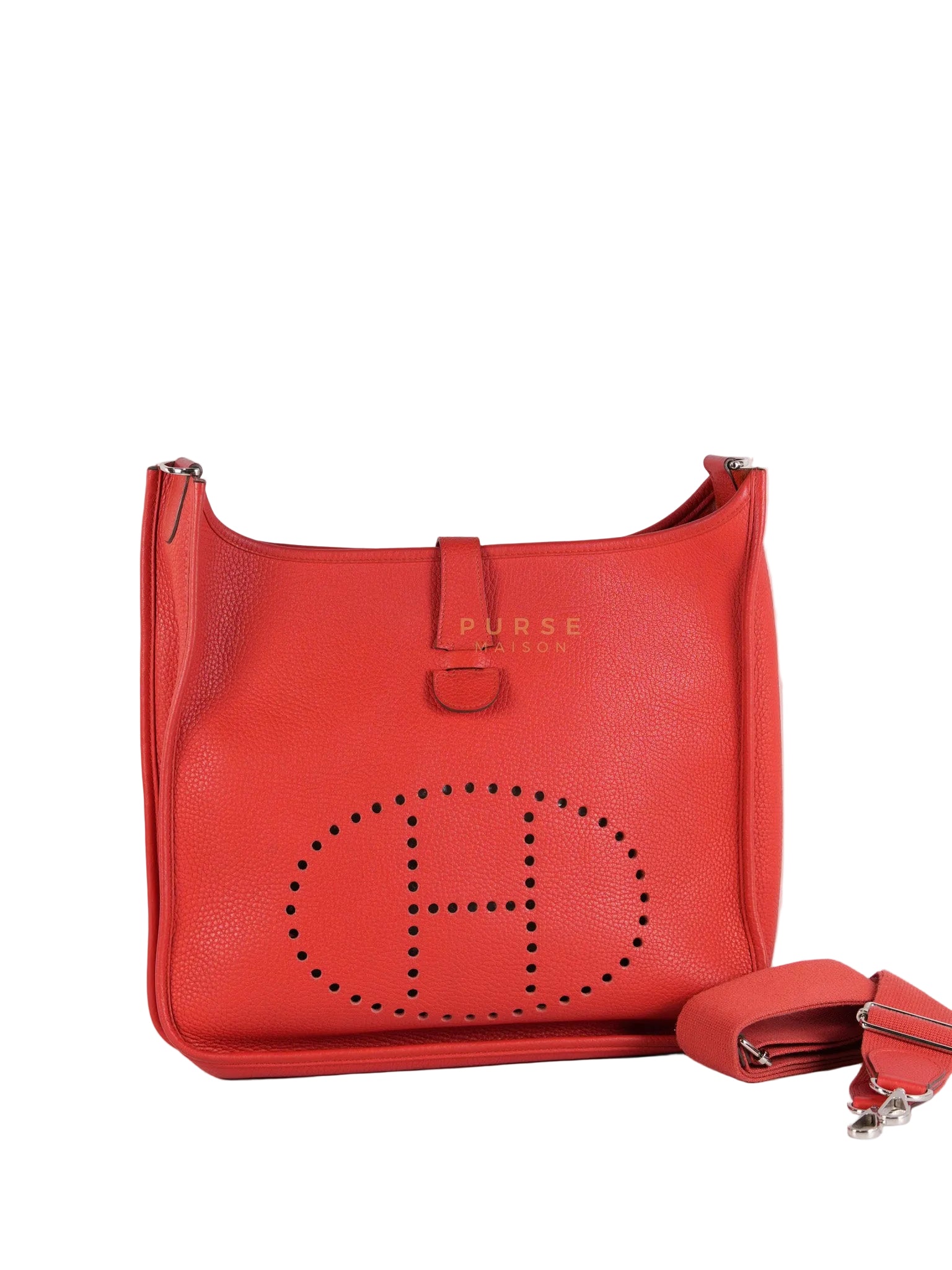 Evelyn GM in Red Clemence Palladium Hardware Stamp X(2017) | Purse Maison Luxury Bags Shop