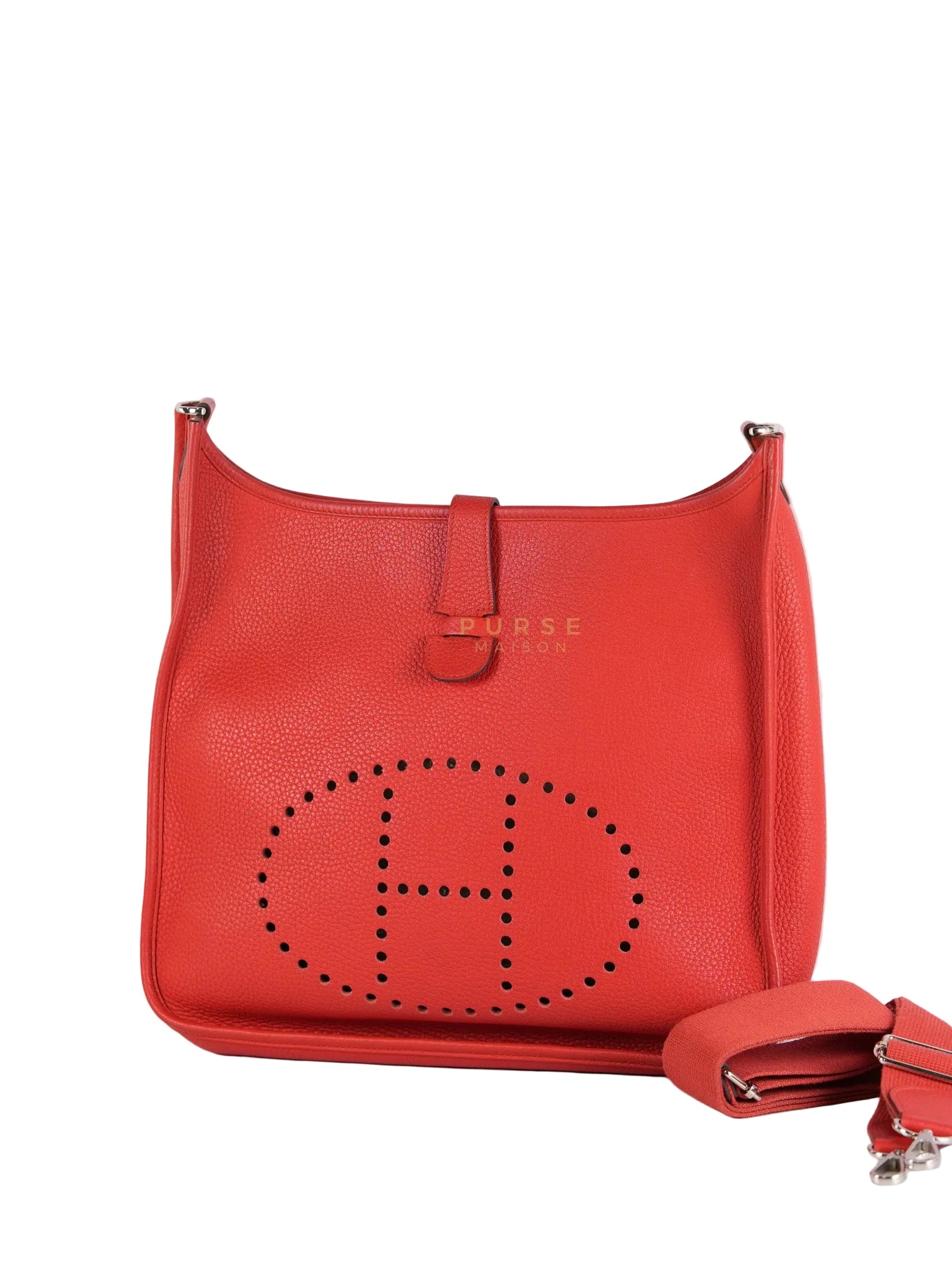 Evelyn GM in Red Clemence Palladium Hardware Stamp X(2017) | Purse Maison Luxury Bags Shop