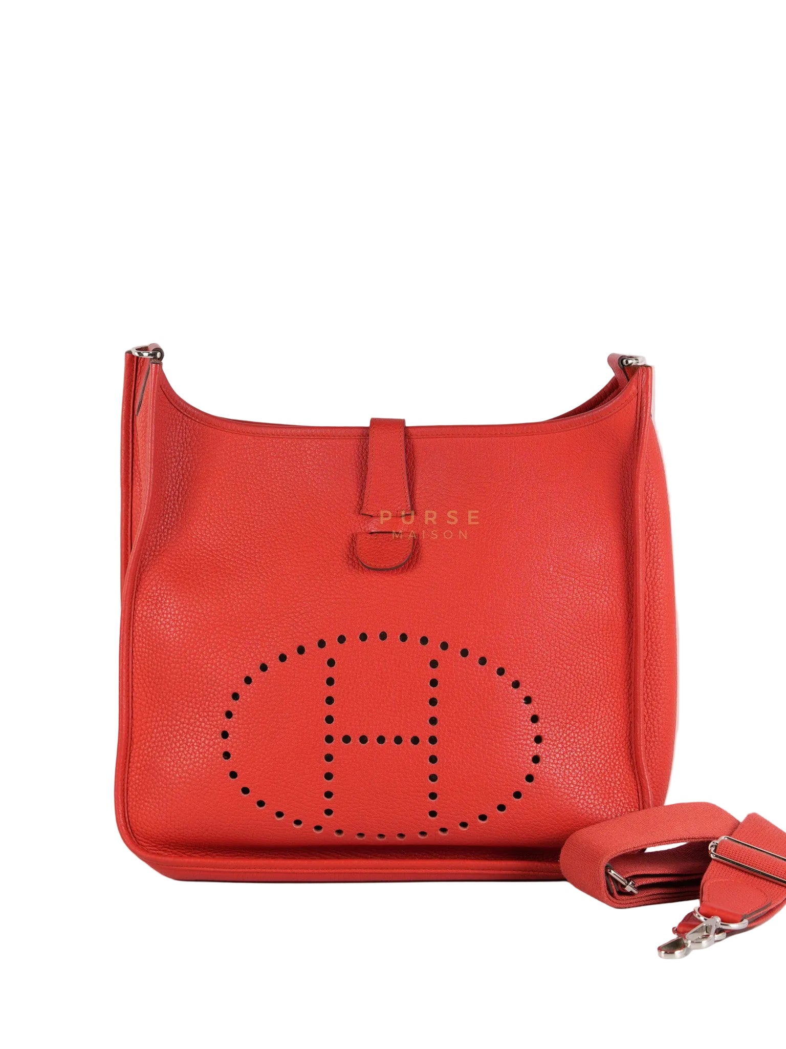Evelyn GM in Red Clemence Palladium Hardware Stamp X(2017) | Purse Maison Luxury Bags Shop