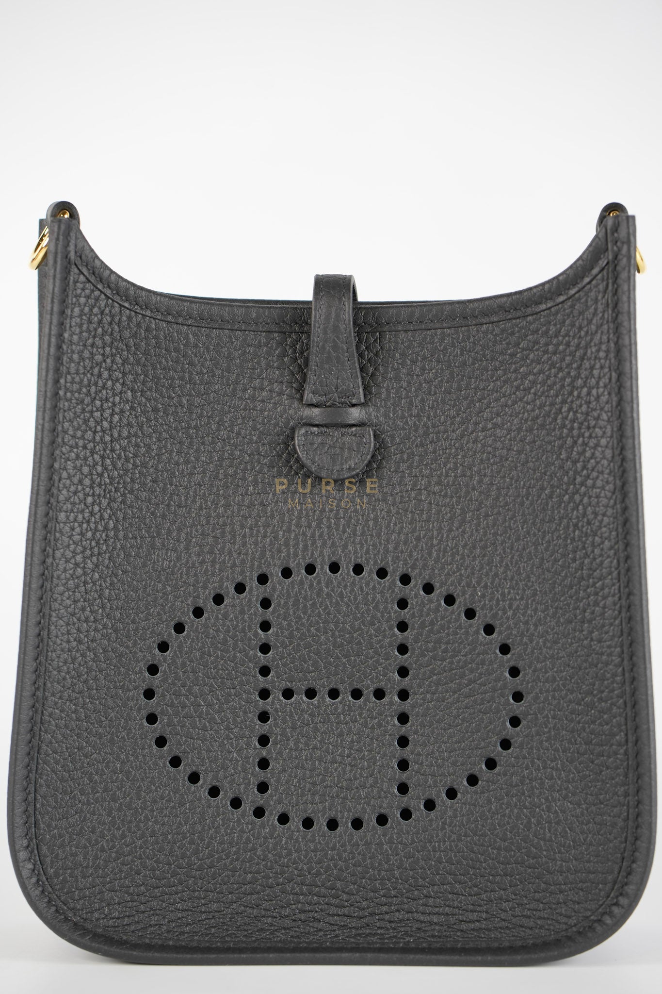 Evelyne 16 TPM in Black Clemence Leather and Gold Hardware Stamp K (2025) | Purse Maison Luxury Bags Shop