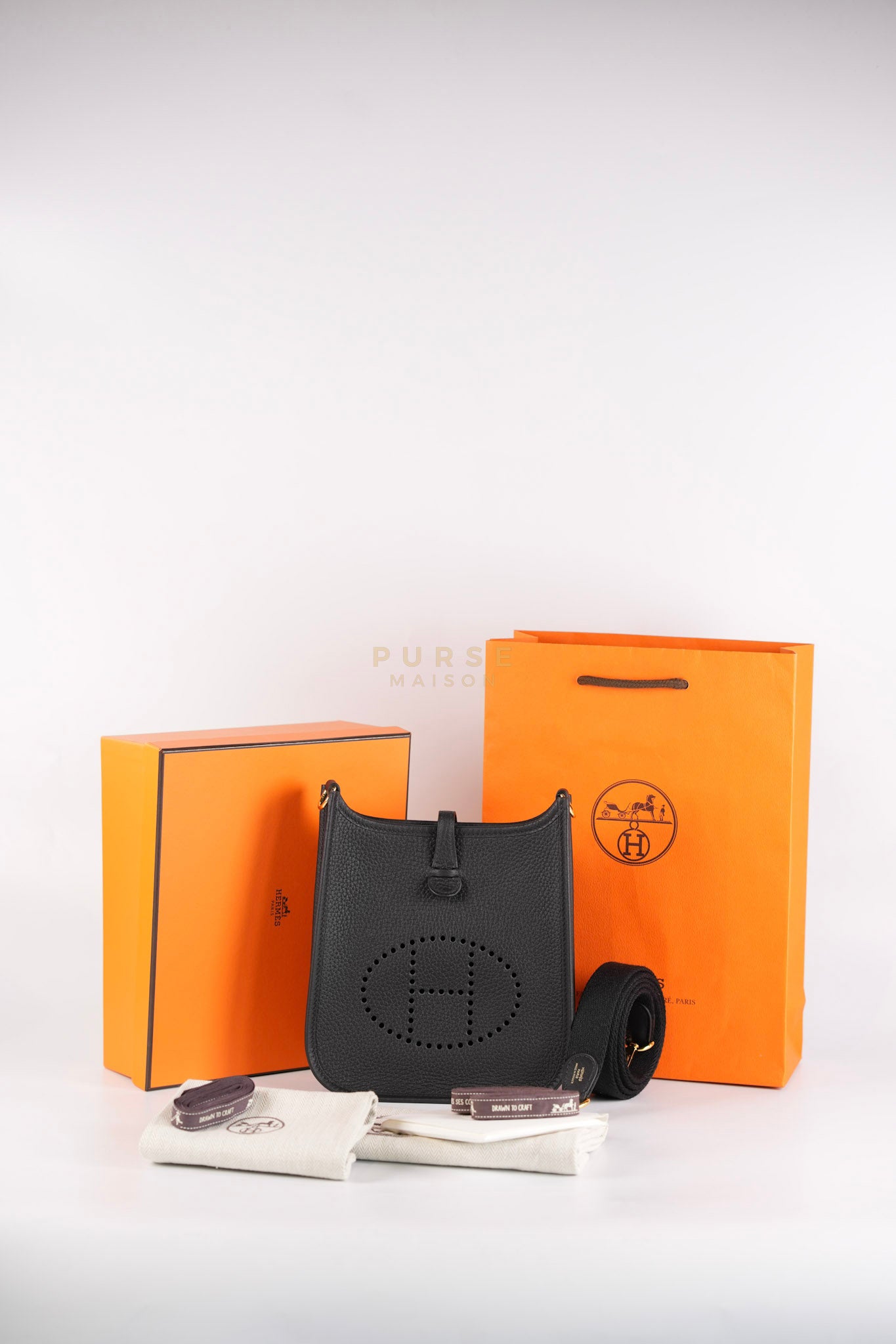 Evelyne 16 TPM in Black Clemence Leather and Gold Hardware Stamp K (2025) | Purse Maison Luxury Bags Shop