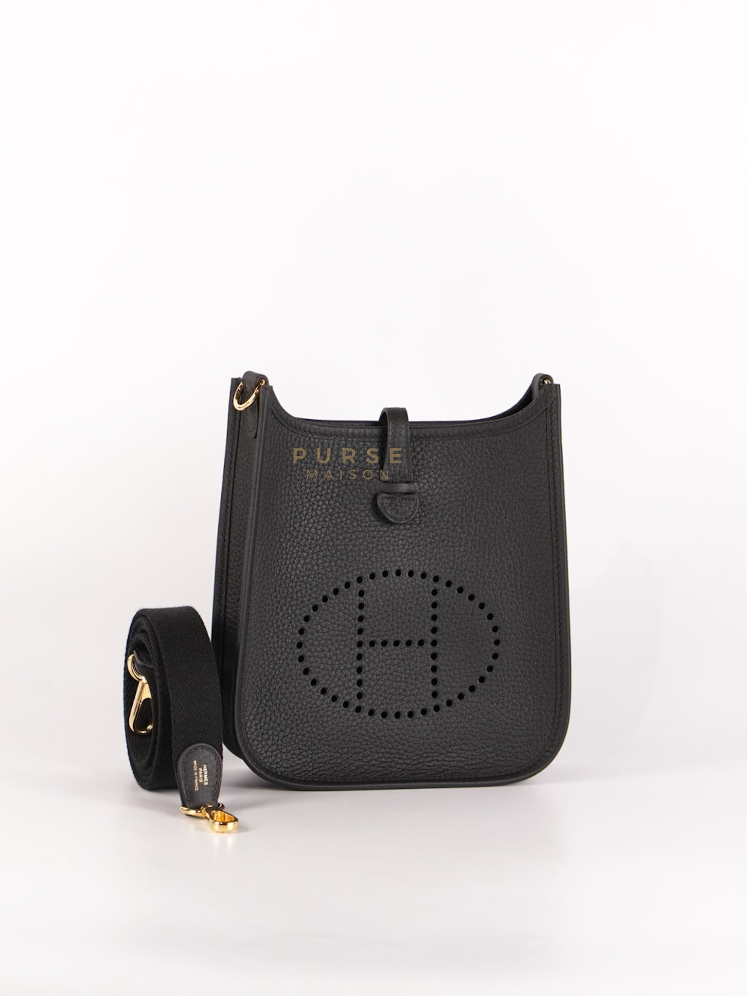 Evelyne 16 TPM in Black Clemence Leather and Gold Hardware Stamp K (2025) | Purse Maison Luxury Bags Shop