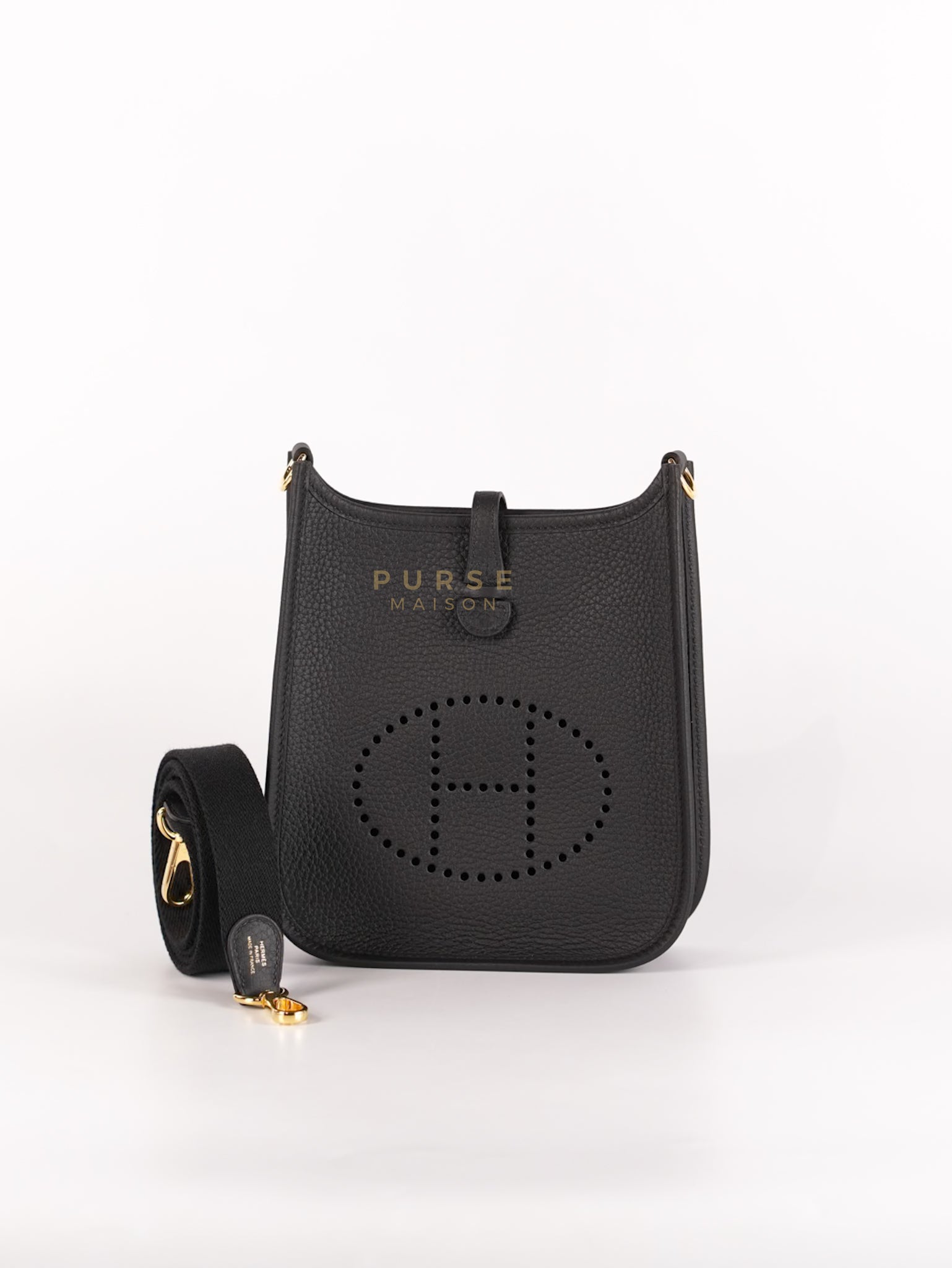 Evelyne 16 TPM in Black Clemence Leather and Gold Hardware Stamp K (2025) | Purse Maison Luxury Bags Shop