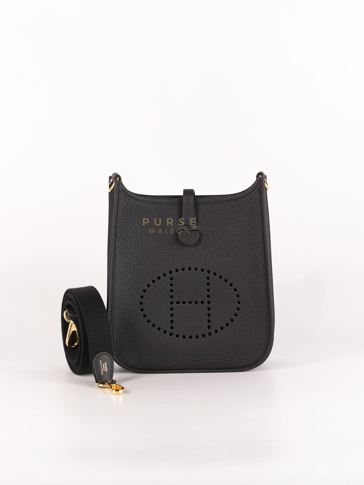 Evelyne 16 TPM in Black Clemence Leather and Gold Hardware Stamp K (2025) | Purse Maison Luxury Bags Shop