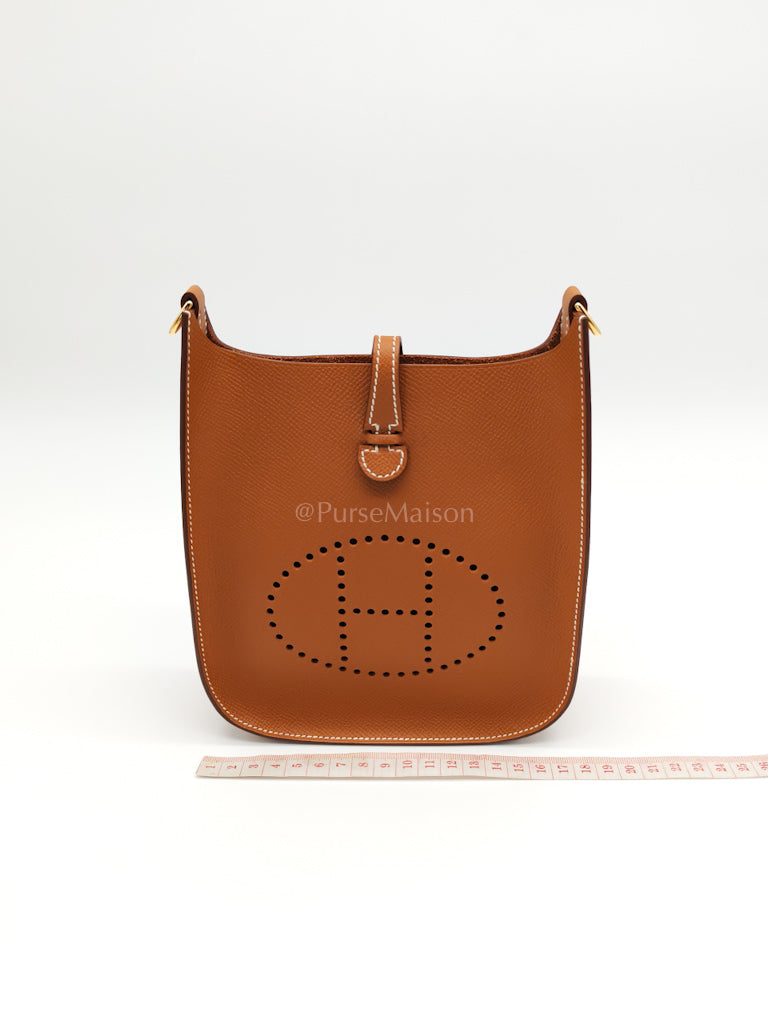 Evelyne 16 TPM (New Version) Sellier in Gold Epsom Leather and Gold Hardware Stamp K (2025) | Purse Maison Luxury Bags Shop