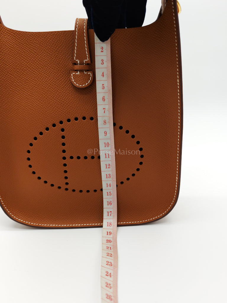 Evelyne 16 TPM (New Version) Sellier in Gold Epsom Leather and Gold Hardware Stamp K (2025) | Purse Maison Luxury Bags Shop