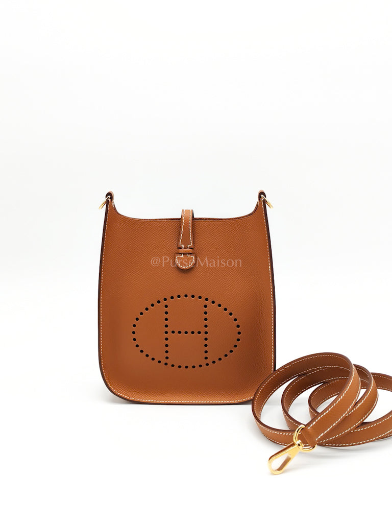Evelyne 16 TPM (New Version) Sellier in Gold Epsom Leather and Gold Hardware Stamp K (2025) | Purse Maison Luxury Bags Shop