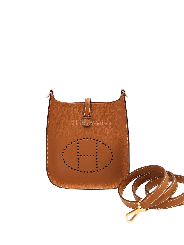 Evelyne 16 TPM (New Version) Sellier in Gold Epsom Leather and Gold Hardware Stamp K (2025) | Purse Maison Luxury Bags Shop