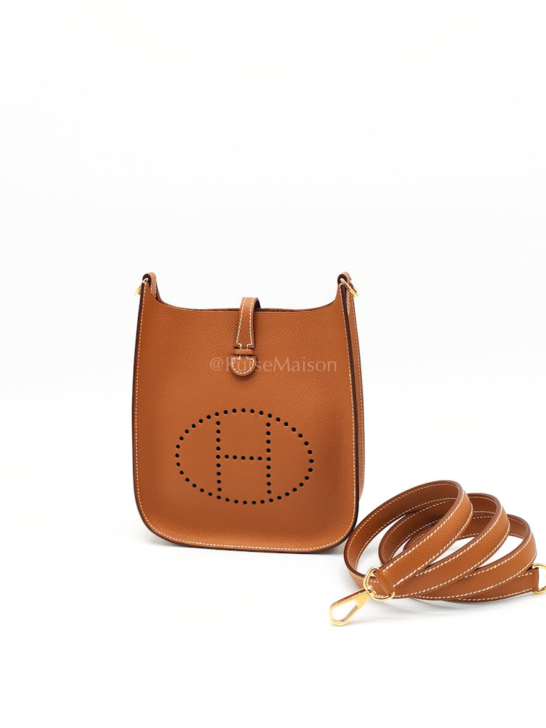 Evelyne 16 TPM (New Version) Sellier in Gold Epsom Leather and Gold Hardware Stamp K (2025) | Purse Maison Luxury Bags Shop