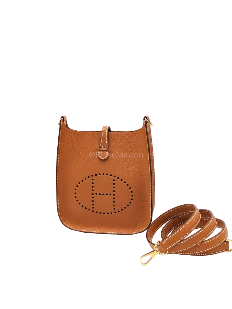 Evelyne 16 TPM (New Version) Sellier in Gold Epsom Leather and Gold Hardware Stamp K (2025) | Purse Maison Luxury Bags Shop