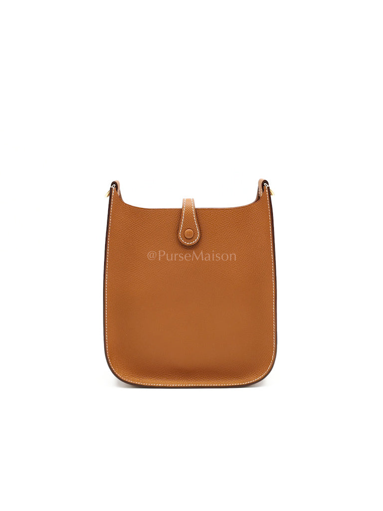 Evelyne 16 TPM (New Version) Sellier in Gold Epsom Leather and Gold Hardware Stamp K (2025) | Purse Maison Luxury Bags Shop