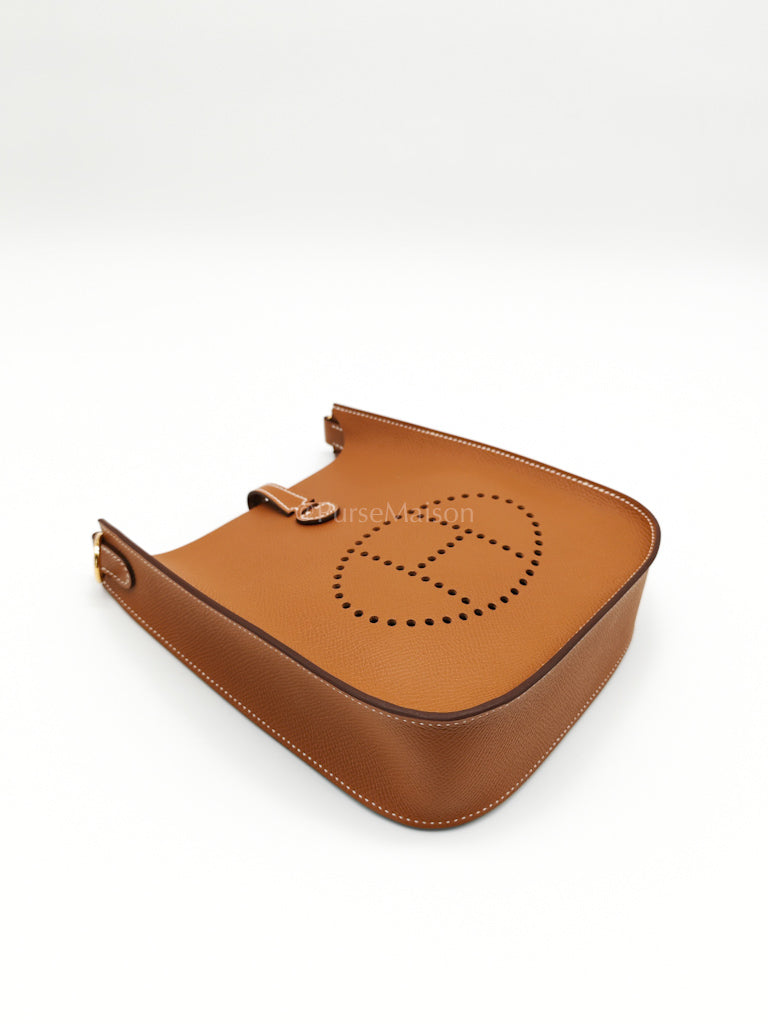 Evelyne 16 TPM (New Version) Sellier in Gold Epsom Leather and Gold Hardware Stamp K (2025) | Purse Maison Luxury Bags Shop