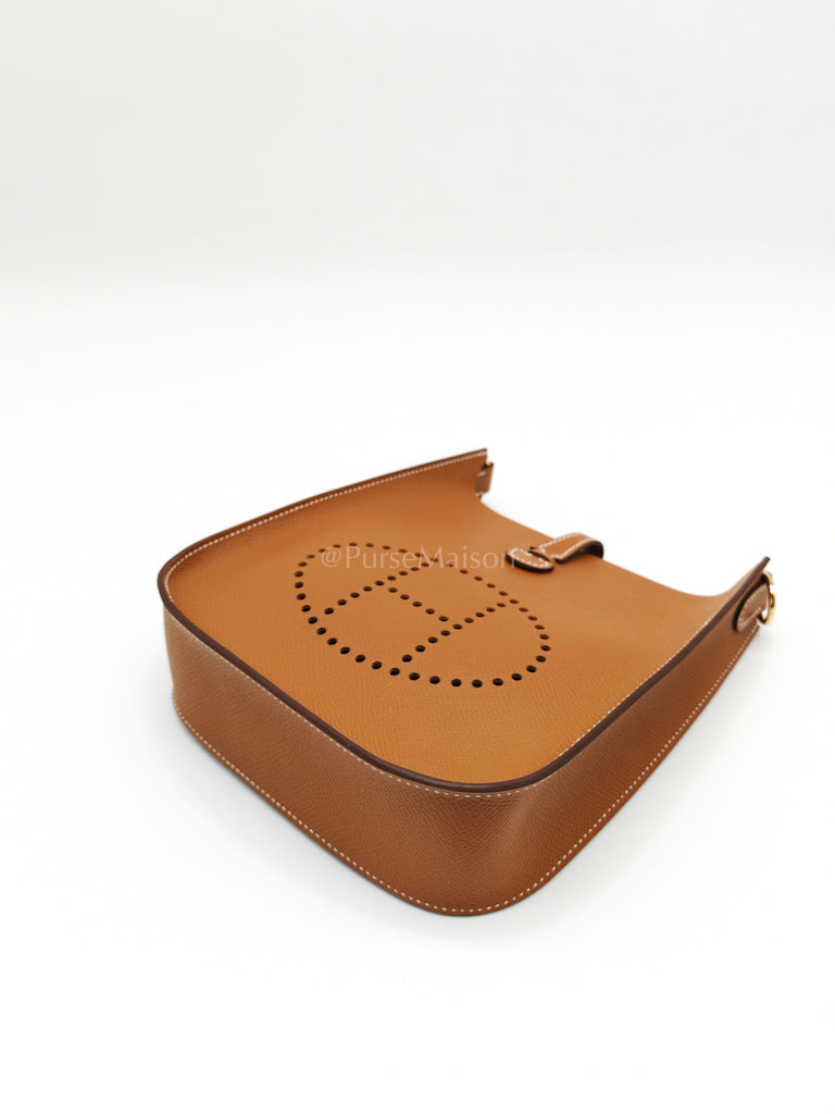 Evelyne 16 TPM (New Version) Sellier in Gold Epsom Leather and Gold Hardware Stamp K (2025) | Purse Maison Luxury Bags Shop