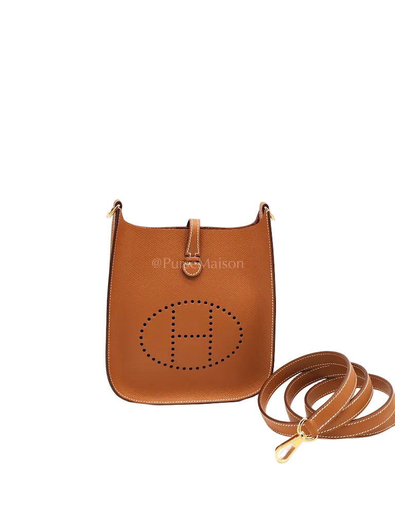 Evelyne 16 TPM (New Version) Sellier in Gold Epsom Leather and Gold Hardware Stamp K (2025) | Purse Maison Luxury Bags Shop