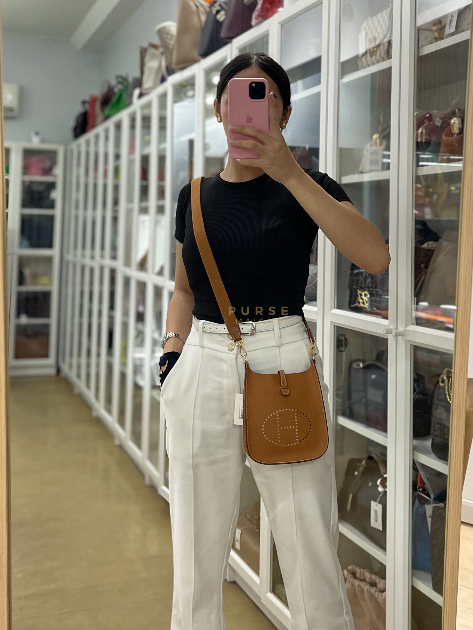 Evelyne 16 TPM (New Version) Sellier in Gold Epsom Leather and Gold Hardware Stamp K (2025) | Purse Maison Luxury Bags Shop