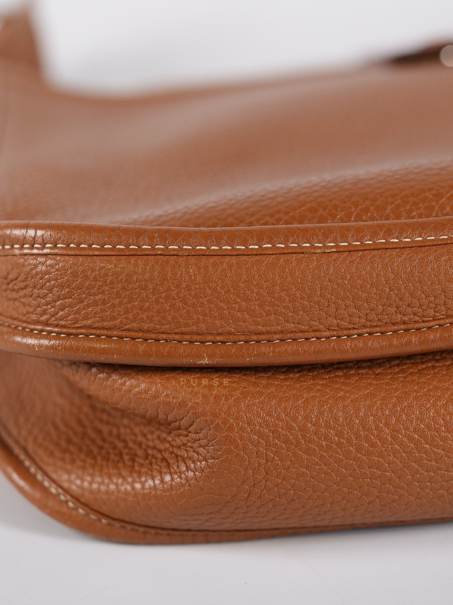 Evelyne GM in Gold Clemence Leather & Palladium Hardware Stamp Square H (2004) | Purse Maison Luxury Bags Shop