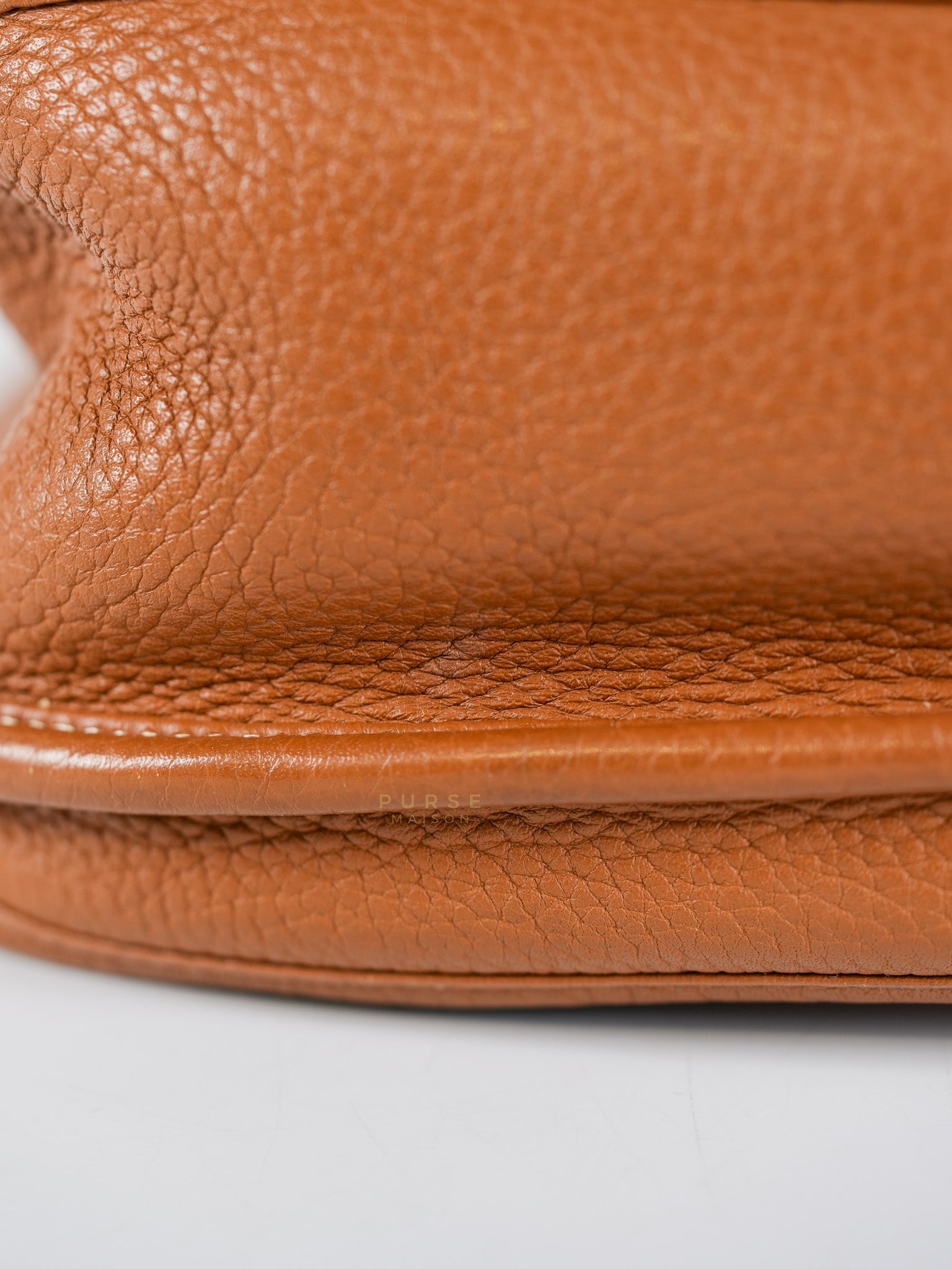 Evelyne GM in Gold Clemence Leather & Palladium Hardware Stamp Square H (2004) | Purse Maison Luxury Bags Shop