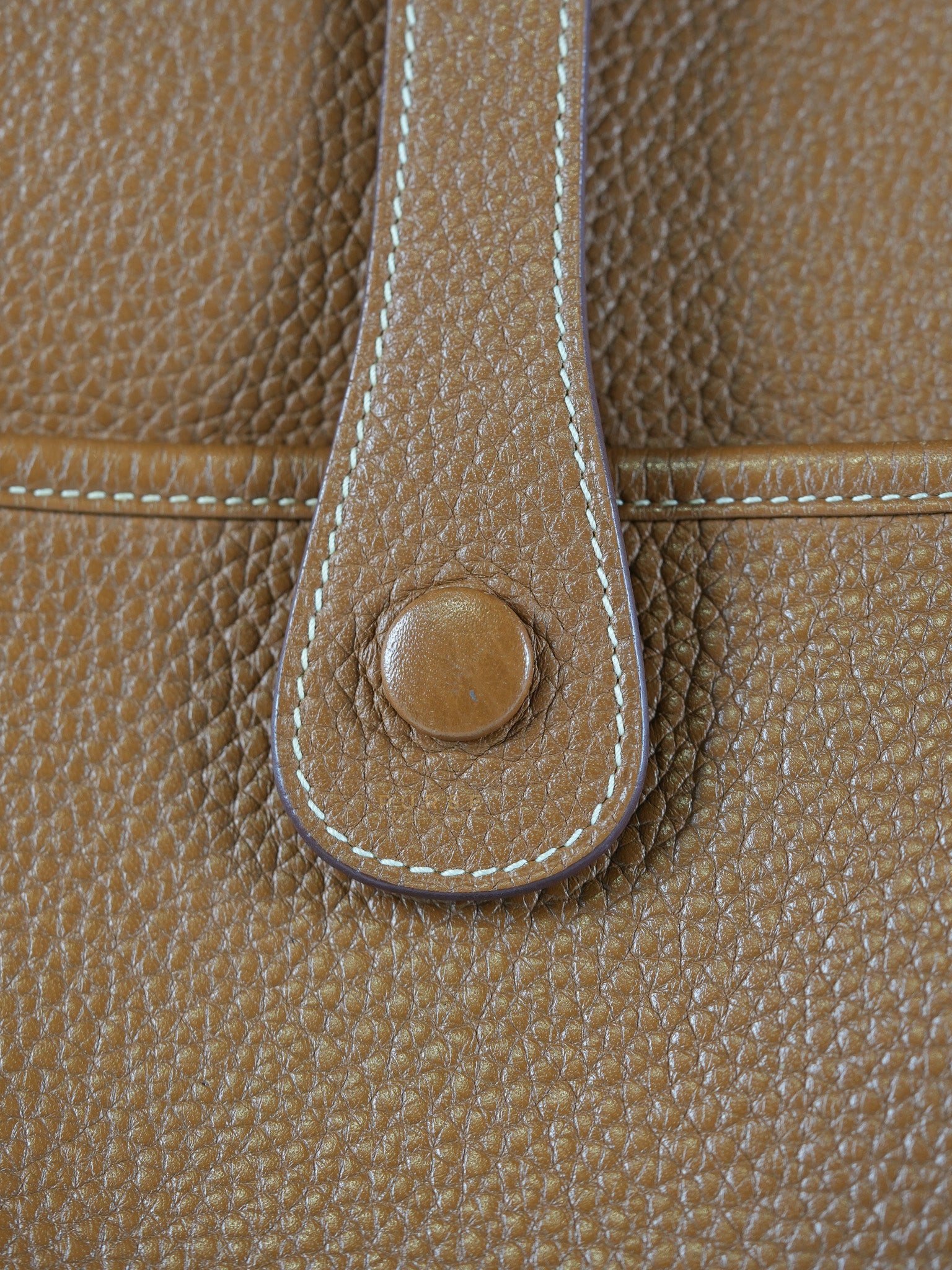 Evelyne GM in Gold Clemence Leather & Palladium Hardware Stamp Square H (2004) | Purse Maison Luxury Bags Shop