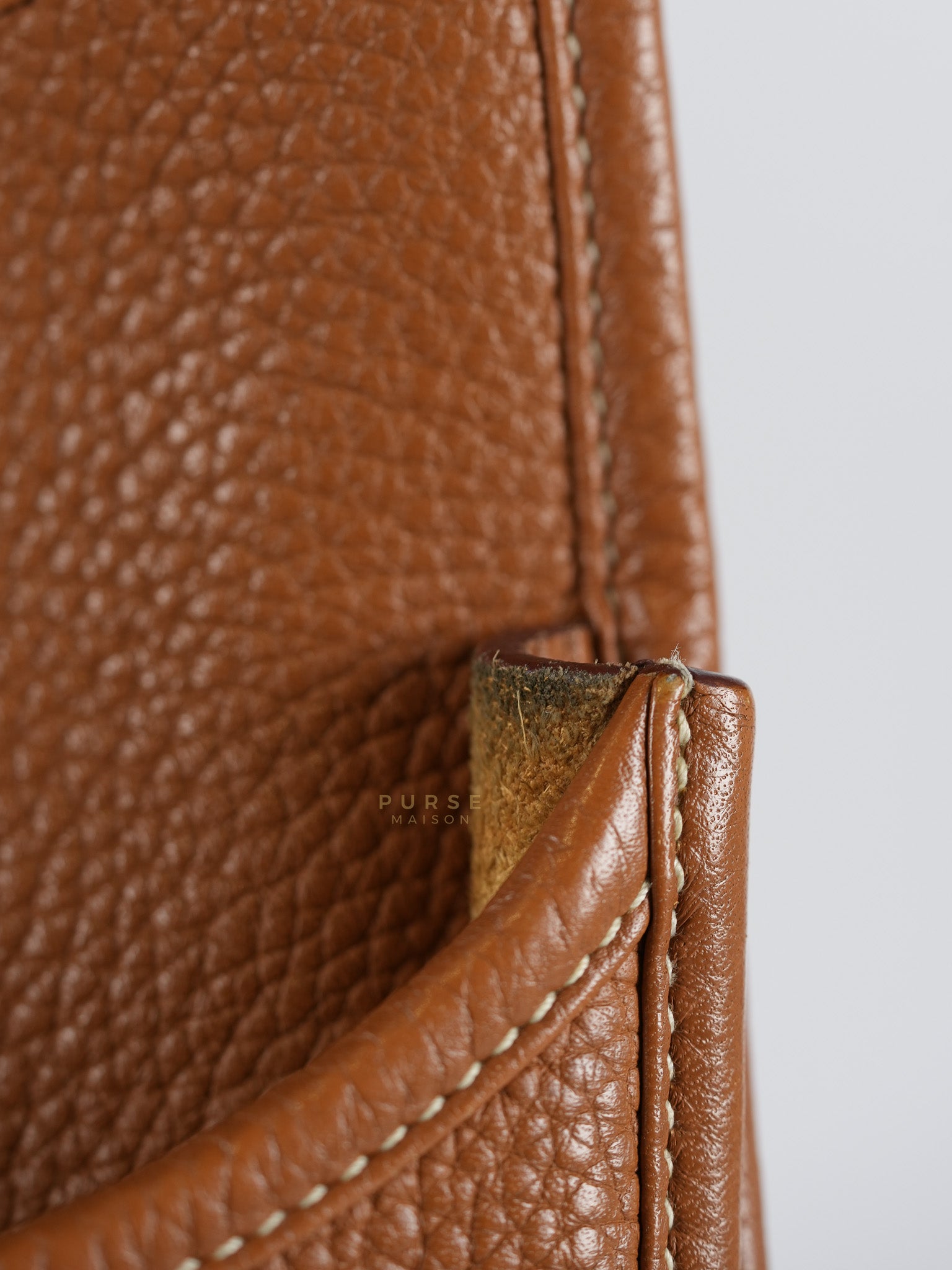 Evelyne GM in Gold Clemence Leather & Palladium Hardware Stamp Square H (2004) | Purse Maison Luxury Bags Shop