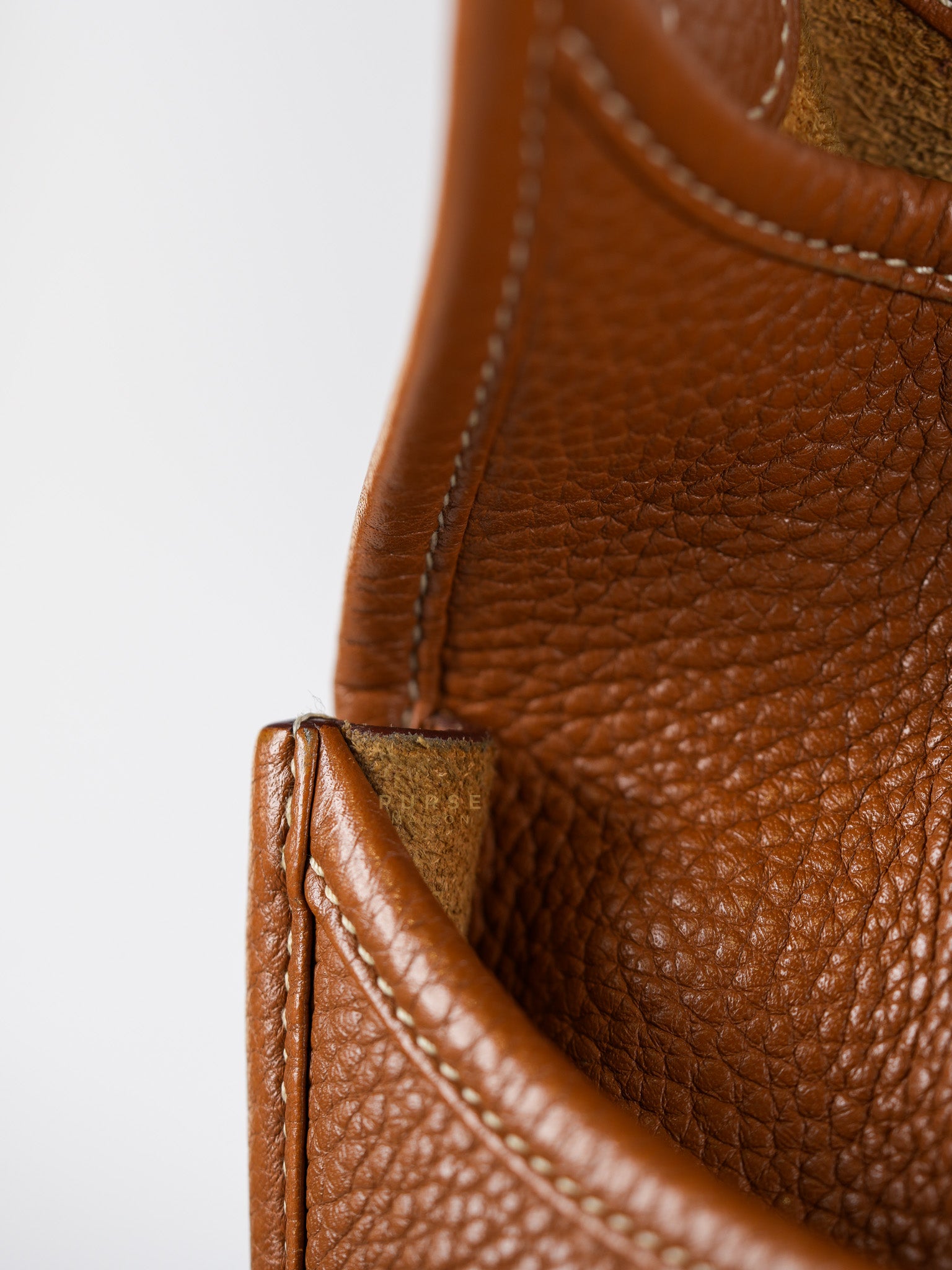 Evelyne GM in Gold Clemence Leather & Palladium Hardware Stamp Square H (2004) | Purse Maison Luxury Bags Shop