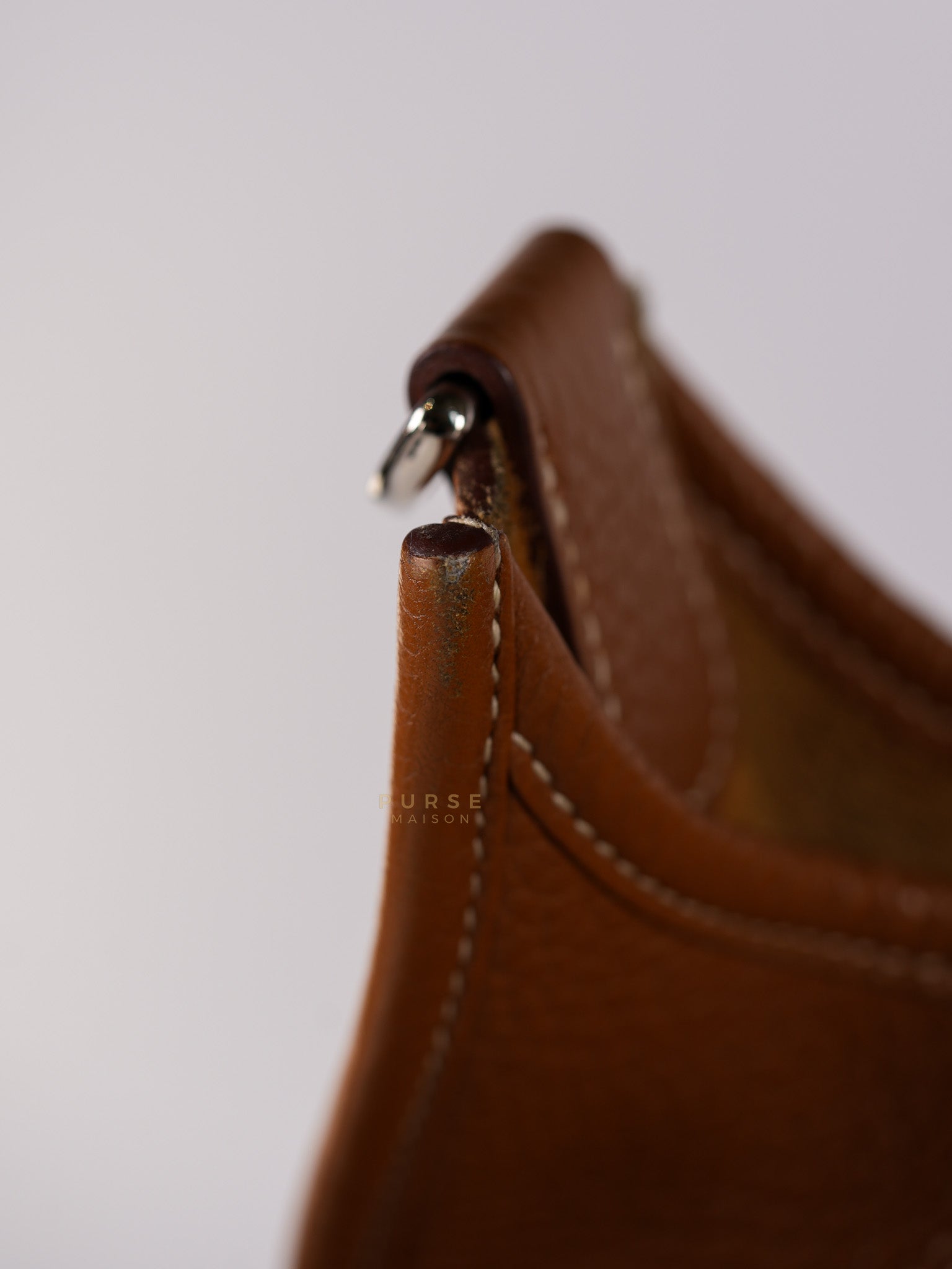 Evelyne GM in Gold Clemence Leather & Palladium Hardware Stamp Square H (2004) | Purse Maison Luxury Bags Shop