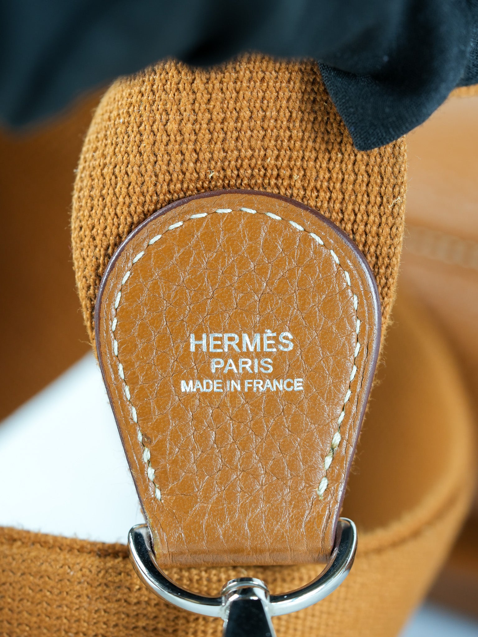 Evelyne GM in Gold Clemence Leather & Palladium Hardware Stamp Square H (2004) | Purse Maison Luxury Bags Shop