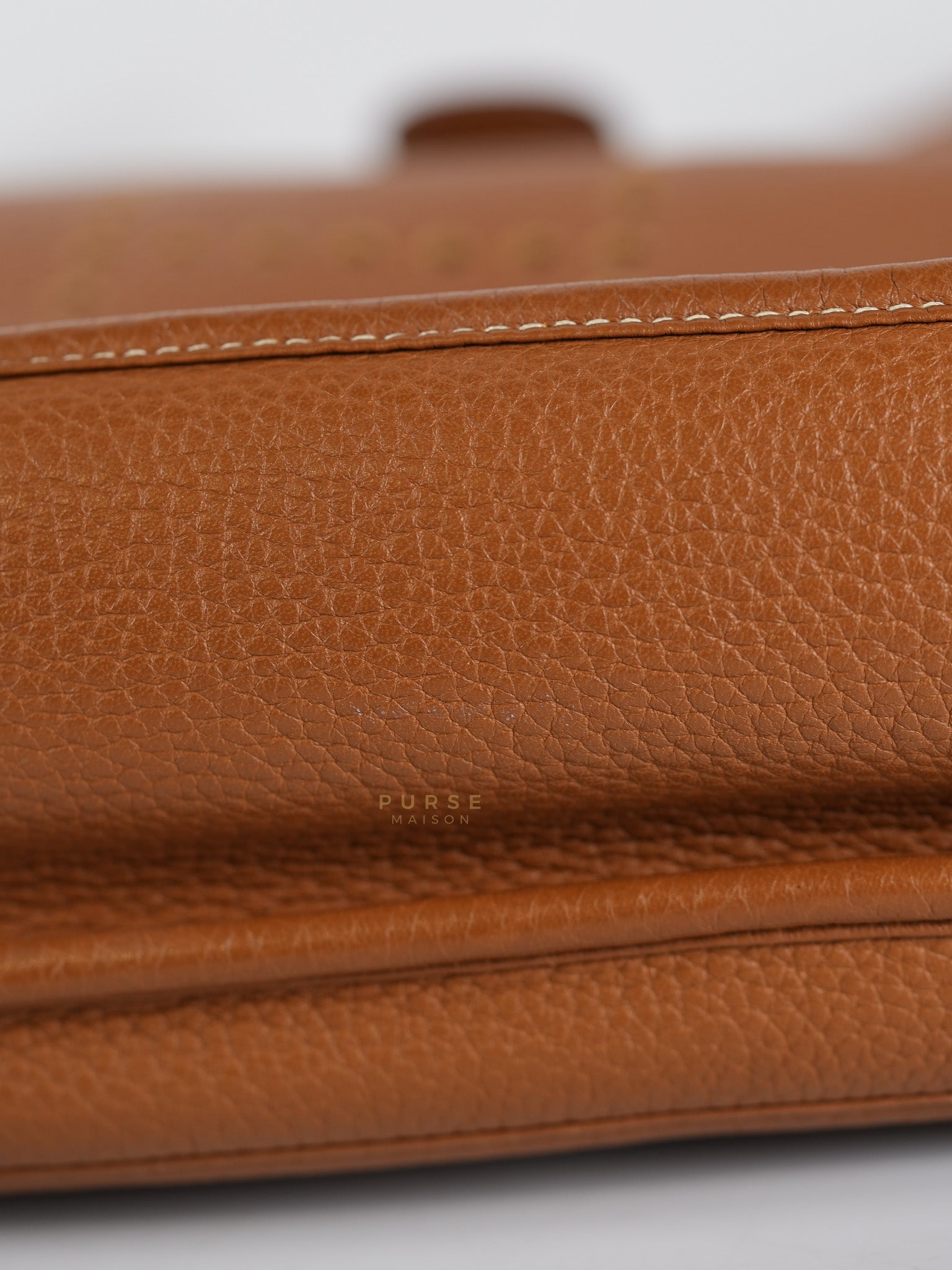 Evelyne GM in Gold Clemence Leather & Palladium Hardware Stamp Square H (2004) | Purse Maison Luxury Bags Shop