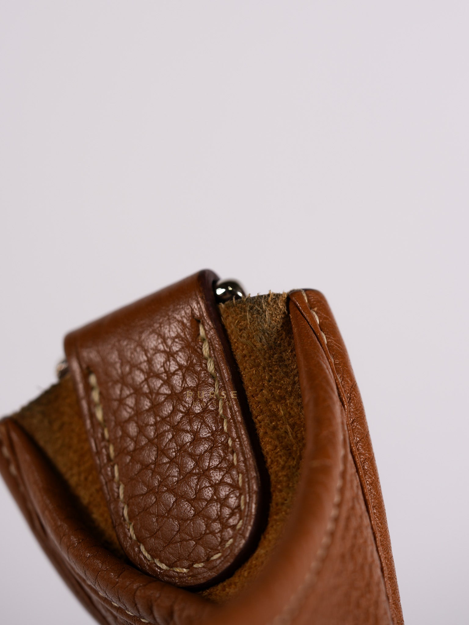 Evelyne GM in Gold Clemence Leather & Palladium Hardware Stamp Square H (2004) | Purse Maison Luxury Bags Shop