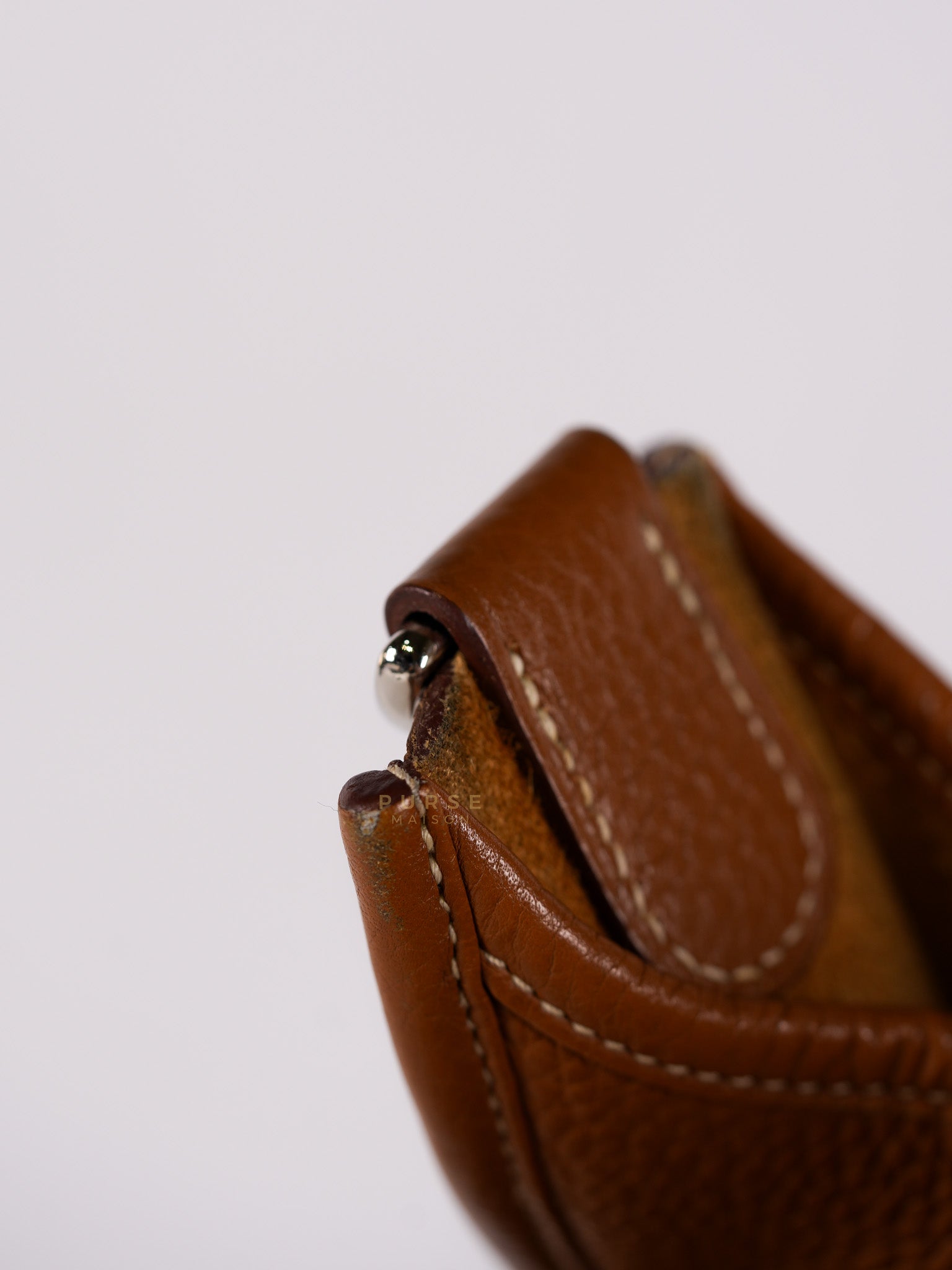 Evelyne GM in Gold Clemence Leather & Palladium Hardware Stamp Square H (2004) | Purse Maison Luxury Bags Shop