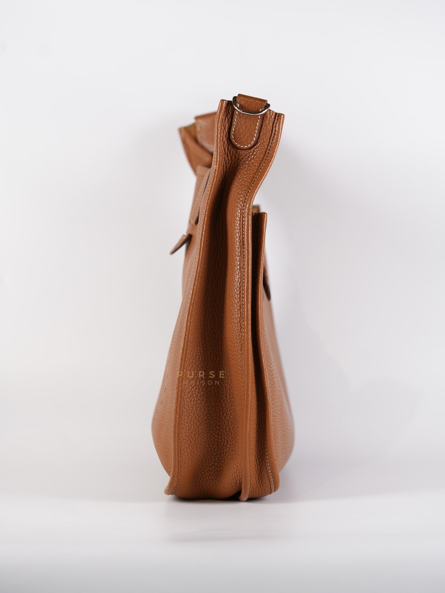 Evelyne GM in Gold Clemence Leather & Palladium Hardware Stamp Square H (2004) | Purse Maison Luxury Bags Shop