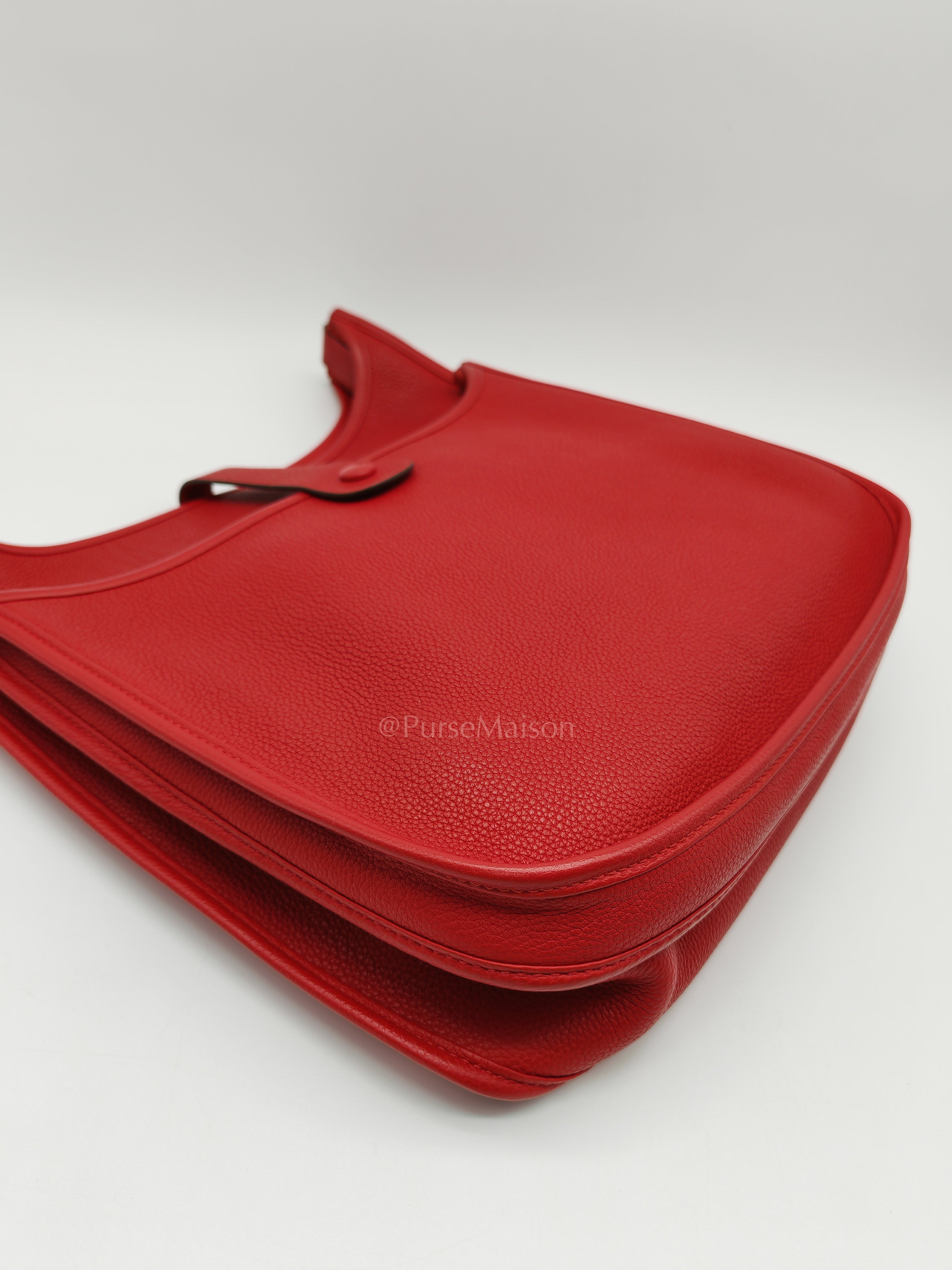 Evelyne GM in Red Celemce Leather and Gold Hardware Stamp U (2022) | Purse Maison Luxury Bags Shop
