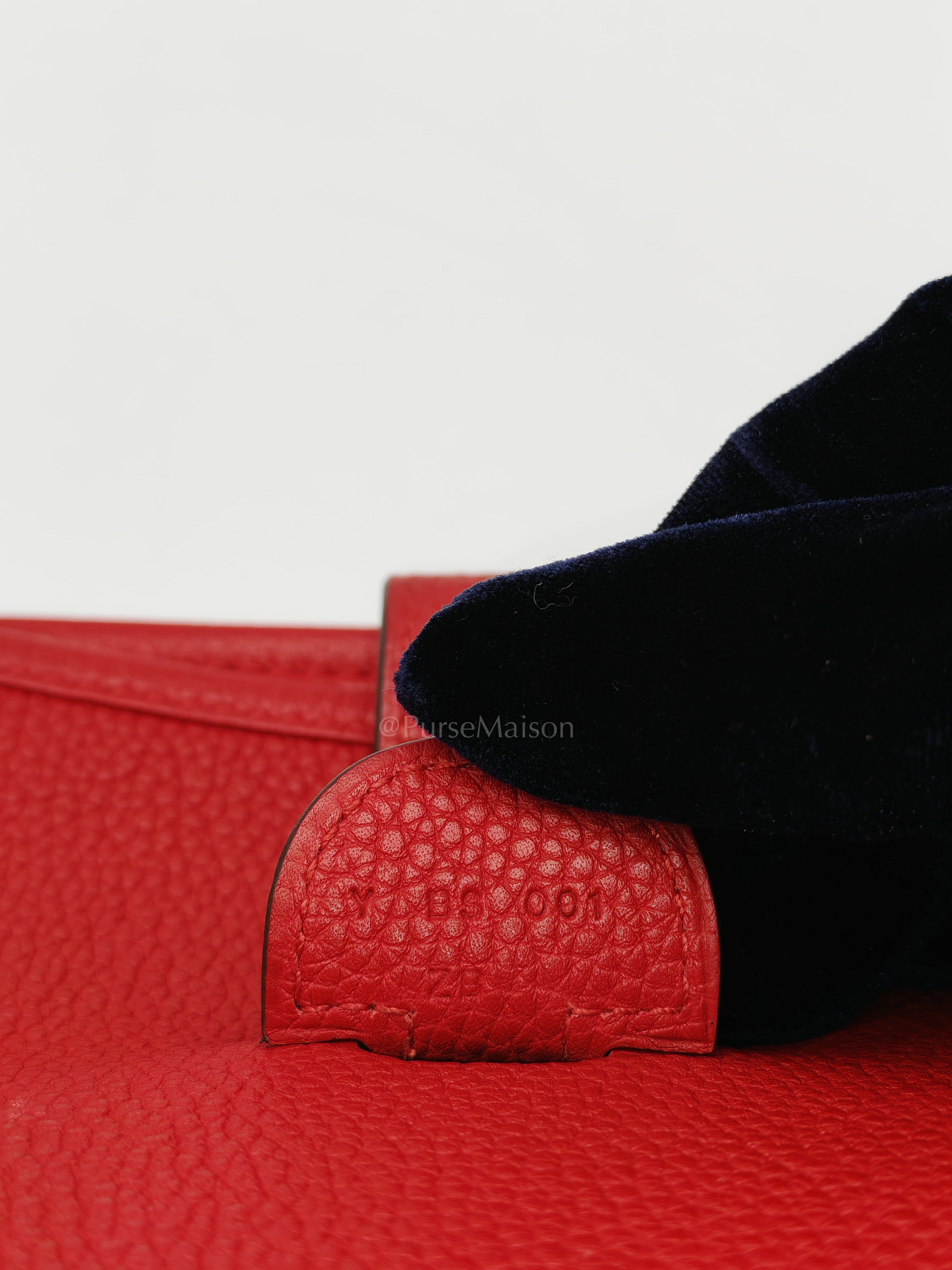 Evelyne GM in Red Celemce Leather and Gold Hardware Stamp U (2022) | Purse Maison Luxury Bags Shop