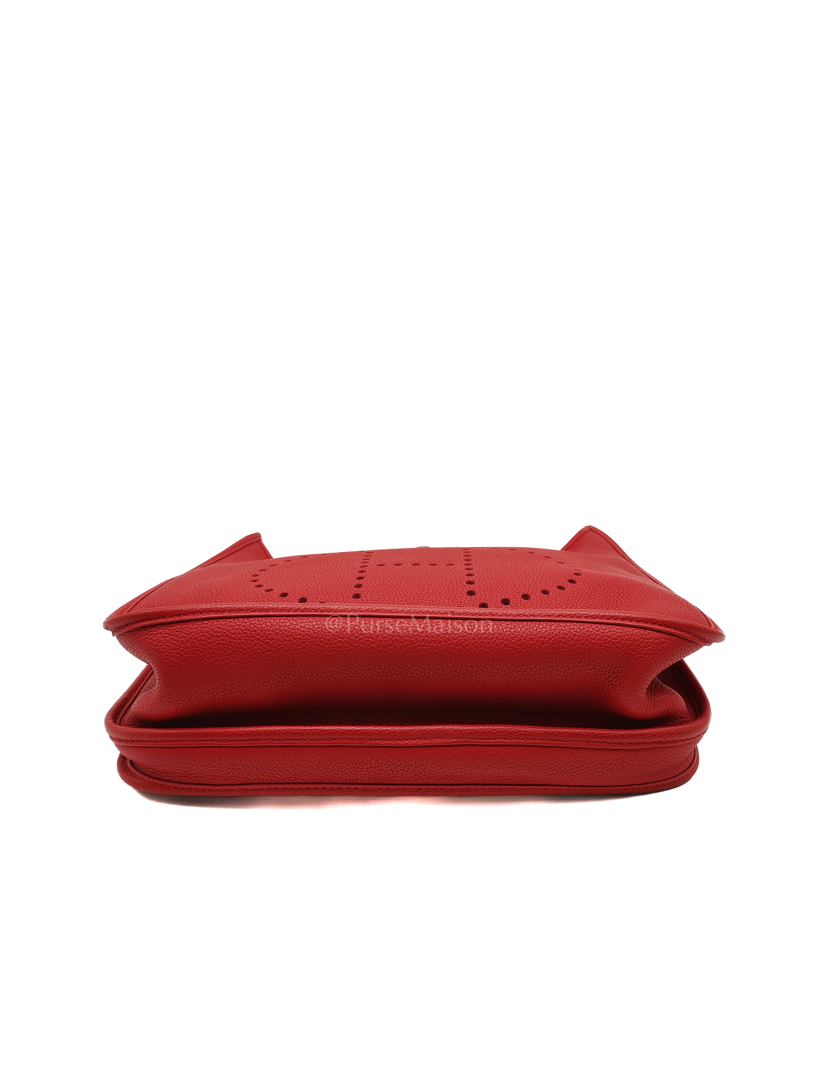 Evelyne GM in Red Celemce Leather and Gold Hardware Stamp U (2022) | Purse Maison Luxury Bags Shop