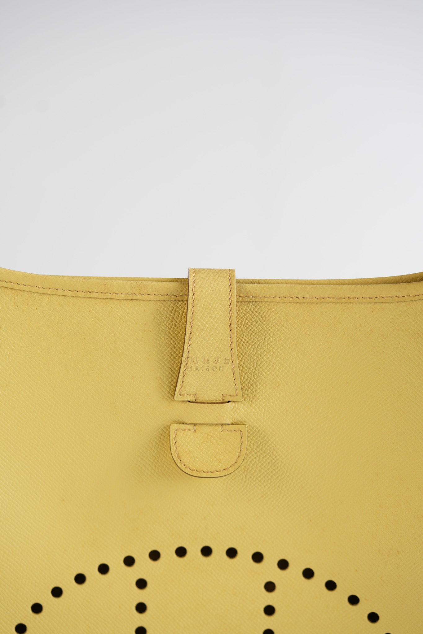 Evelyne III PM Jaune Poussin Clemence in Palladium Hardware Stamp T | Purse Maison Luxury Bags Shop