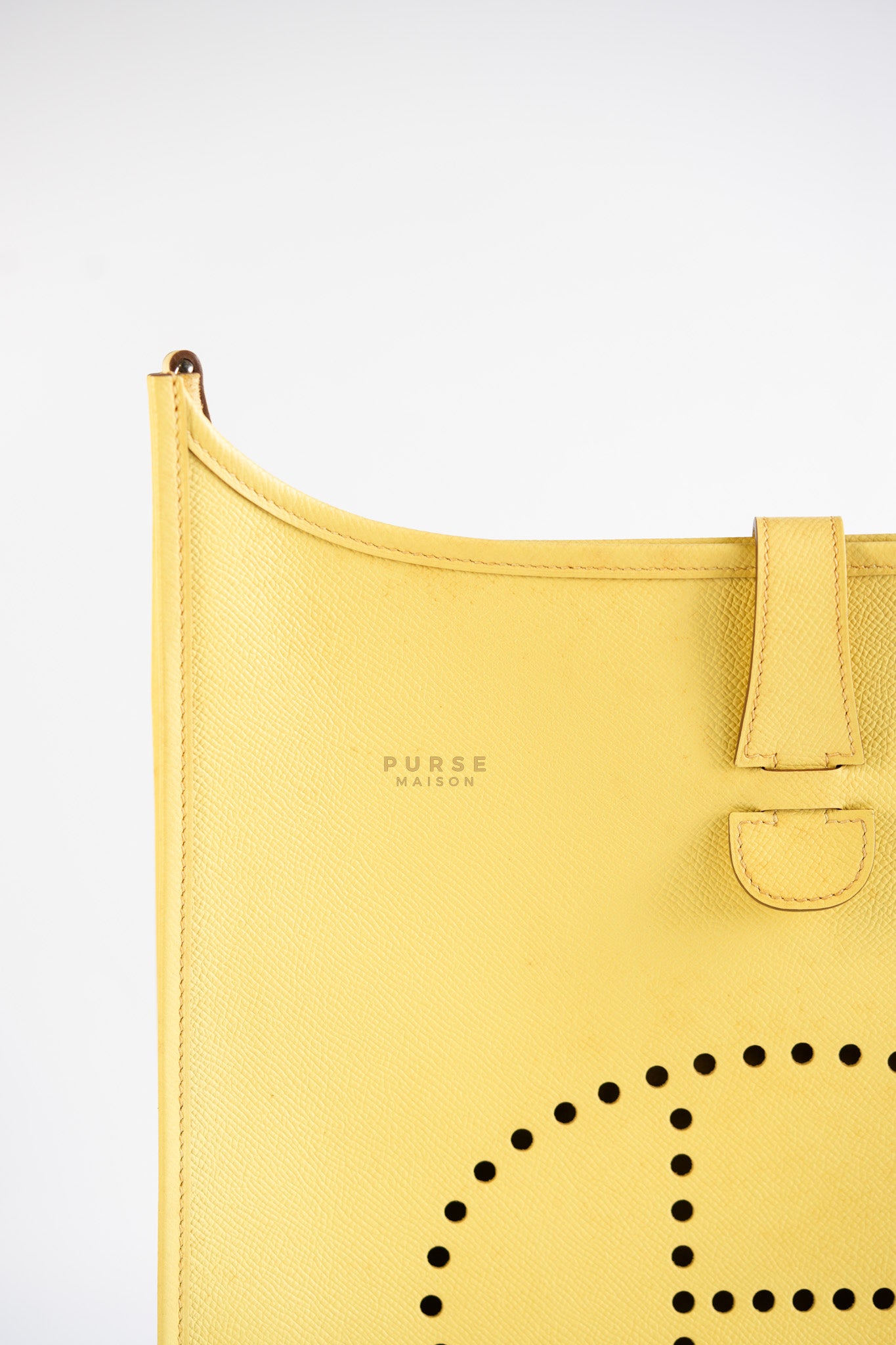 Evelyne III PM Jaune Poussin Clemence in Palladium Hardware Stamp T | Purse Maison Luxury Bags Shop