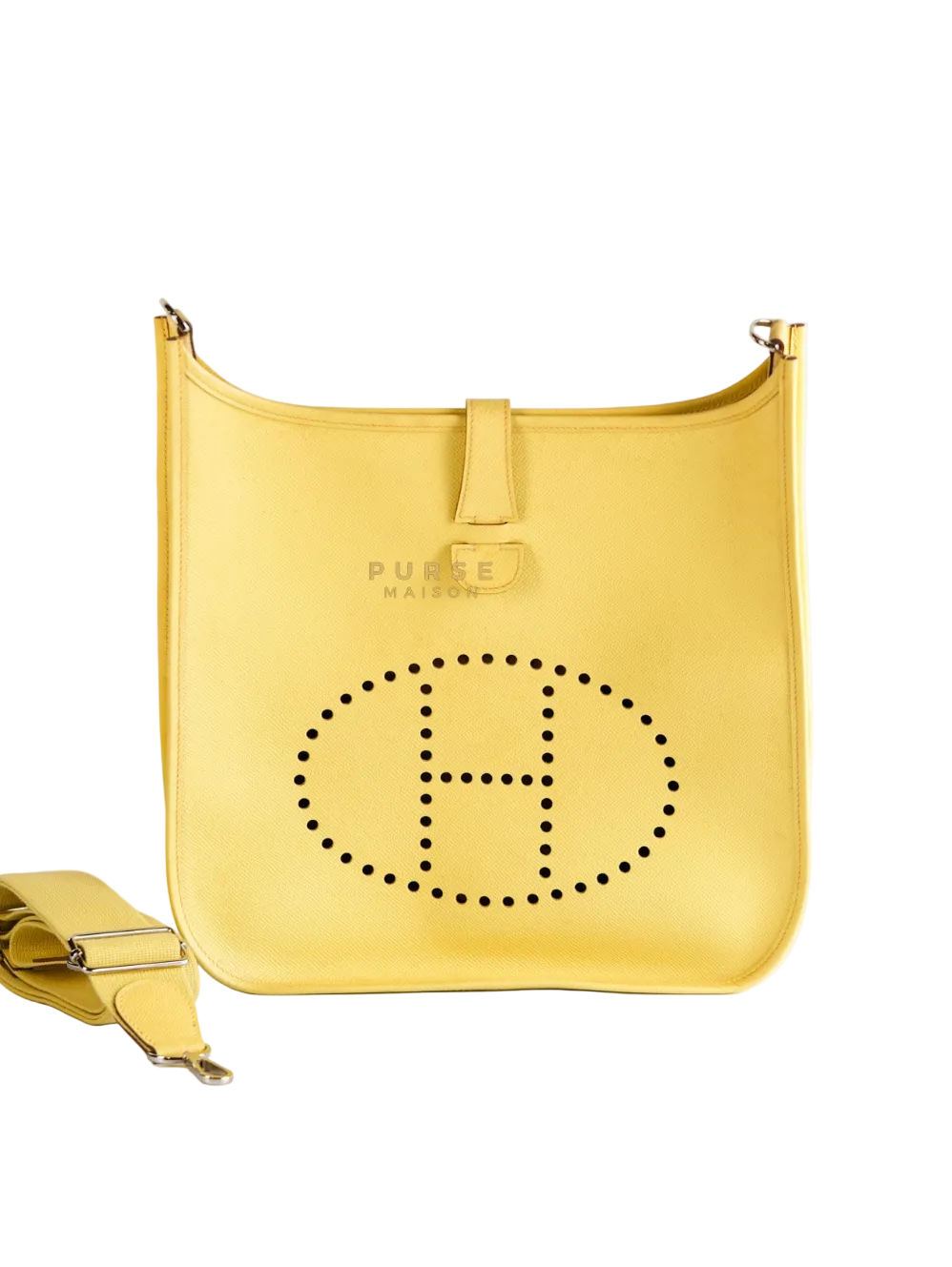Evelyne III PM Jaune Poussin Clemence in Palladium Hardware Stamp T | Purse Maison Luxury Bags Shop