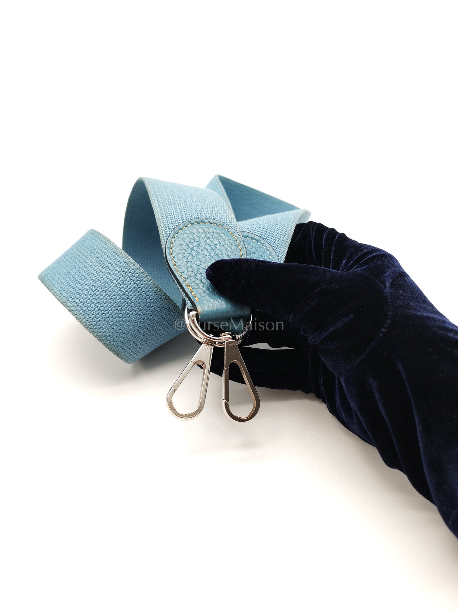 Evelyne PM Blue Jean in Clemence Leather and Palladium Hardware Stamp Square I (2005) | Purse Maison Luxury Bags Shop