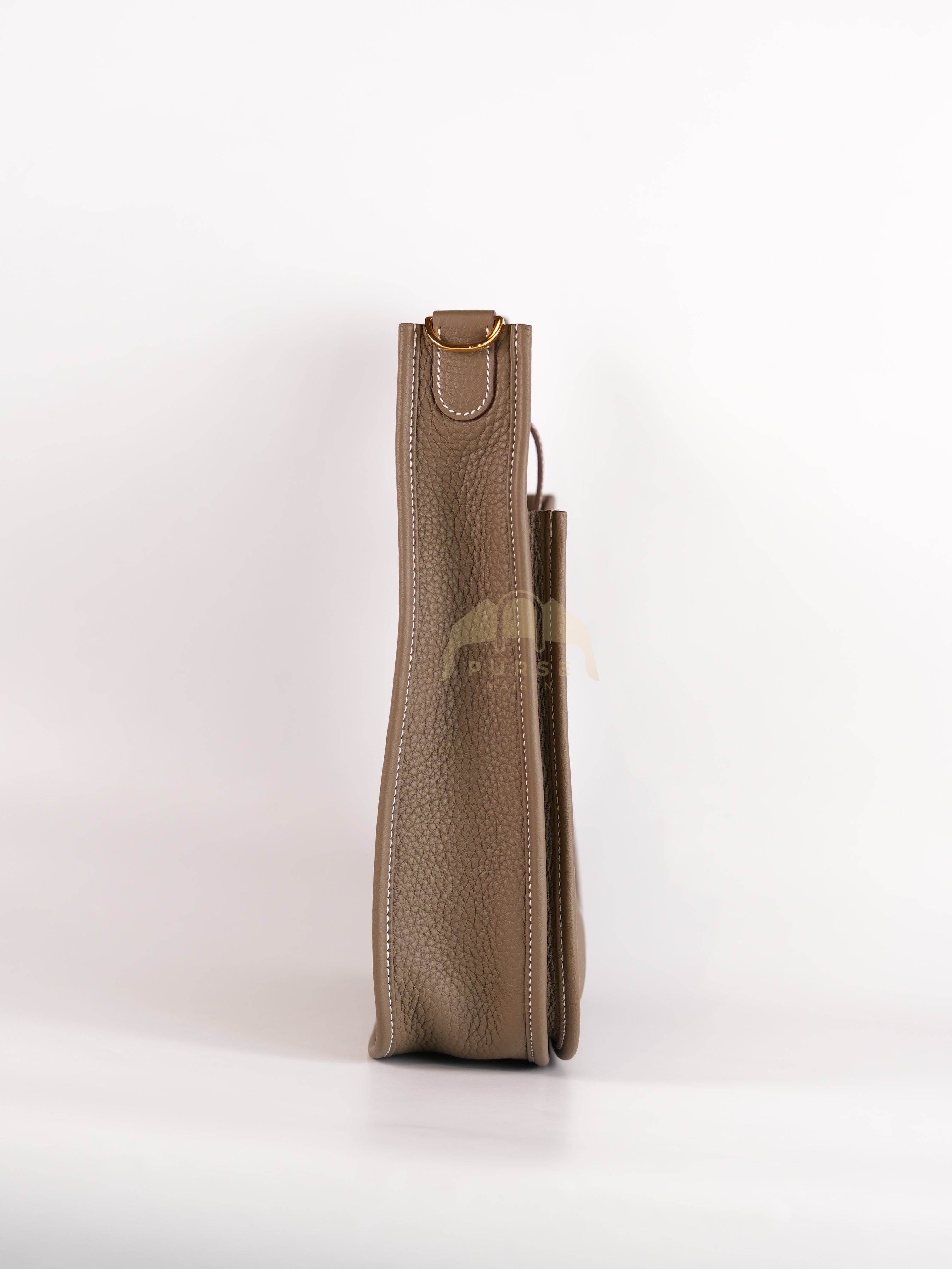 Evelyne PM Etoupe in Clemence Leather and Gold Hardware Stamp K (2025) | Purse Maison Luxury Bags Shop