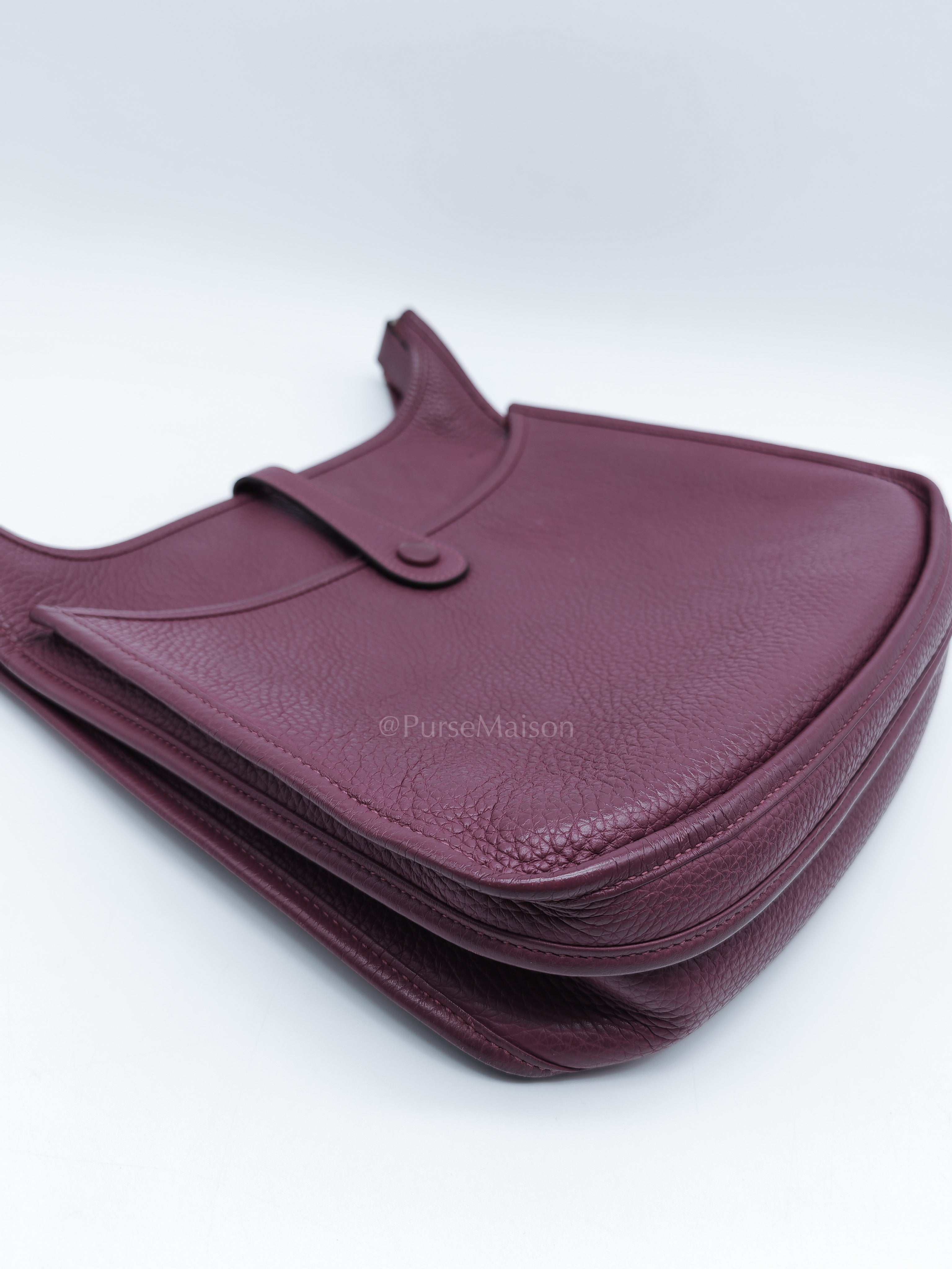 Evelyne PM in Anemone Taurillom Clemence Leather & Palladium Hardware Stamp Square R (2014) | Purse Maison Luxury Bags Shop