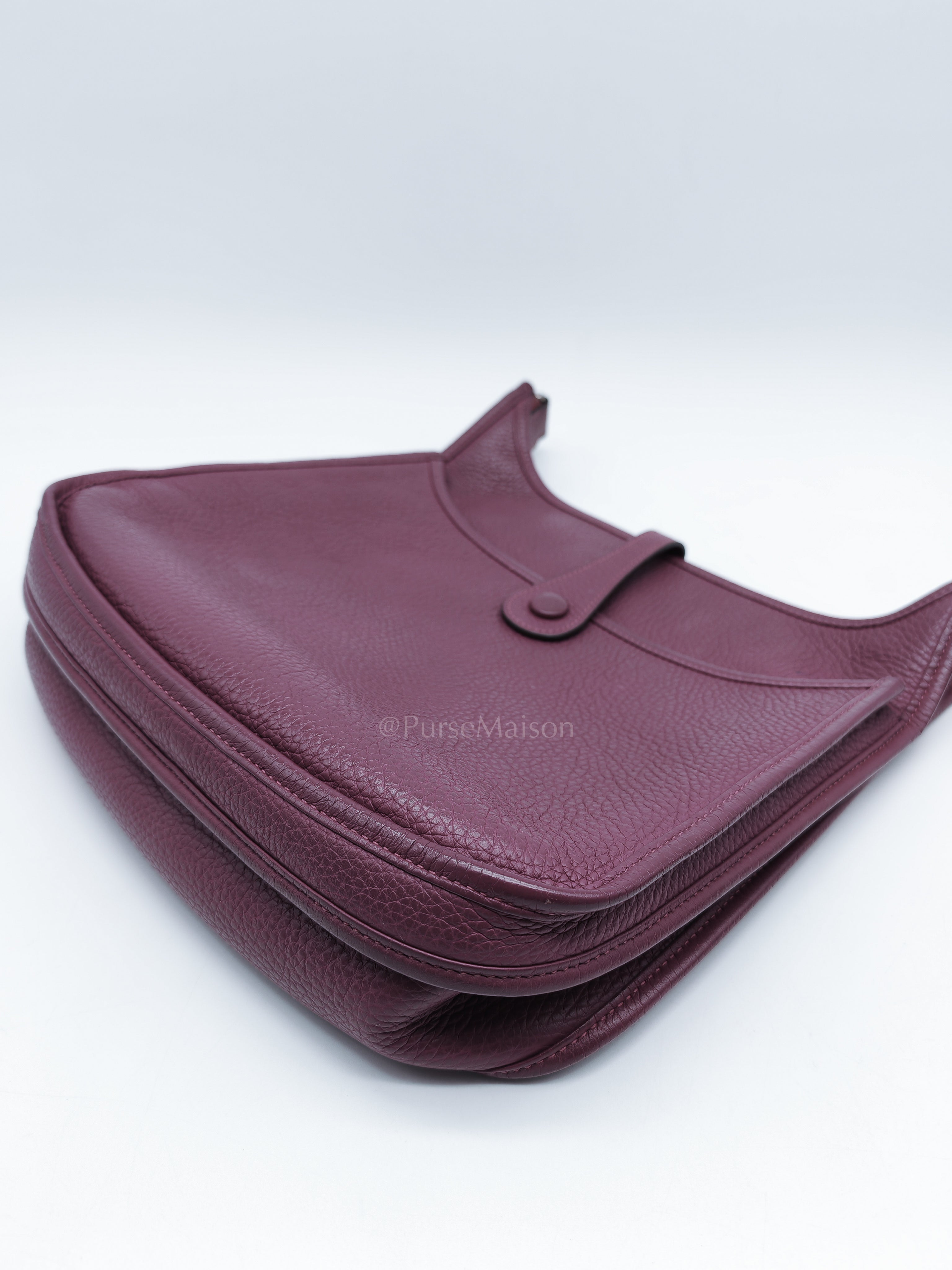 Evelyne PM in Anemone Taurillom Clemence Leather & Palladium Hardware Stamp Square R (2014) | Purse Maison Luxury Bags Shop