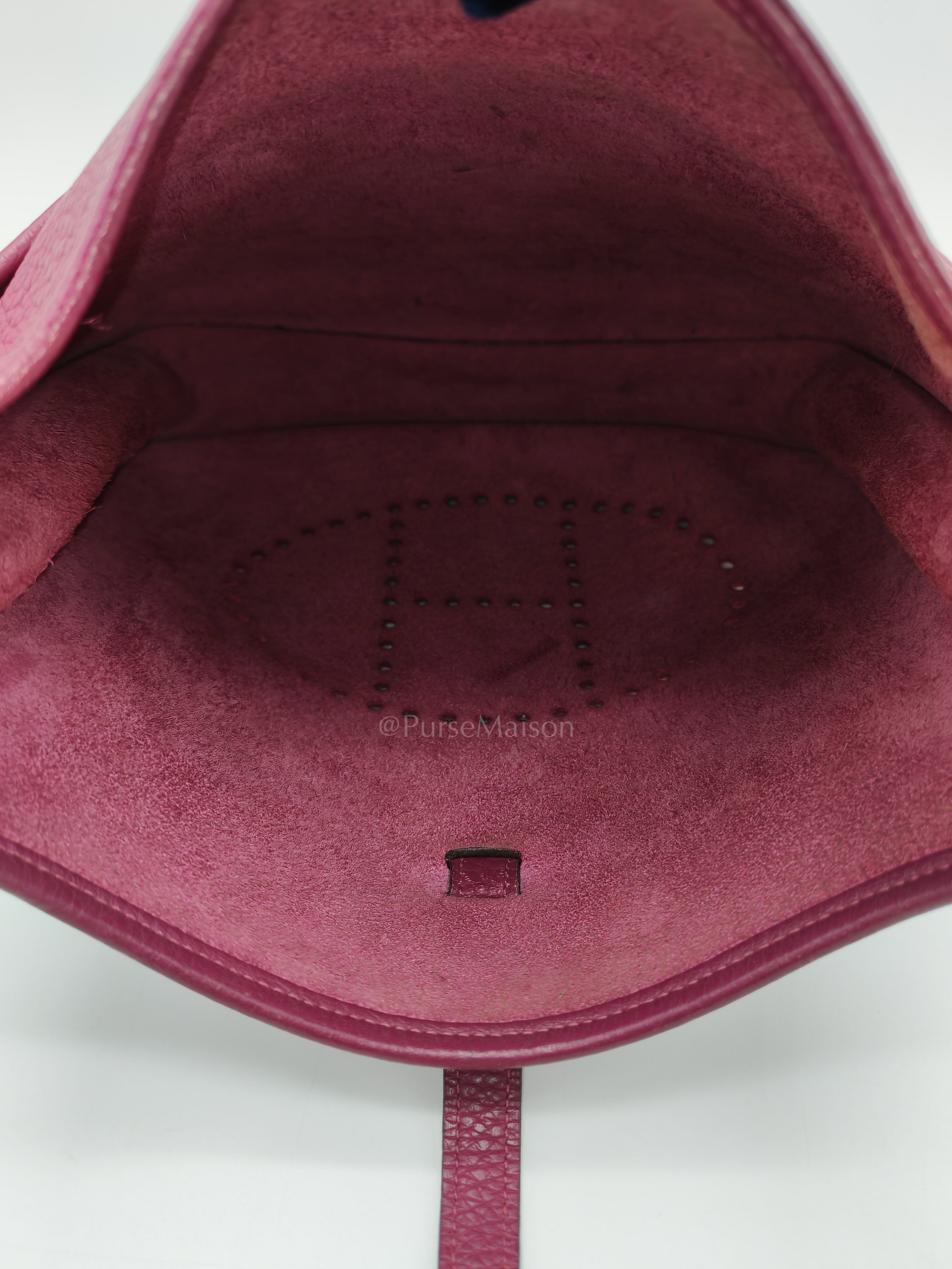 Evelyne PM in Anemone Taurillom Clemence Leather & Palladium Hardware Stamp Square R (2014) | Purse Maison Luxury Bags Shop