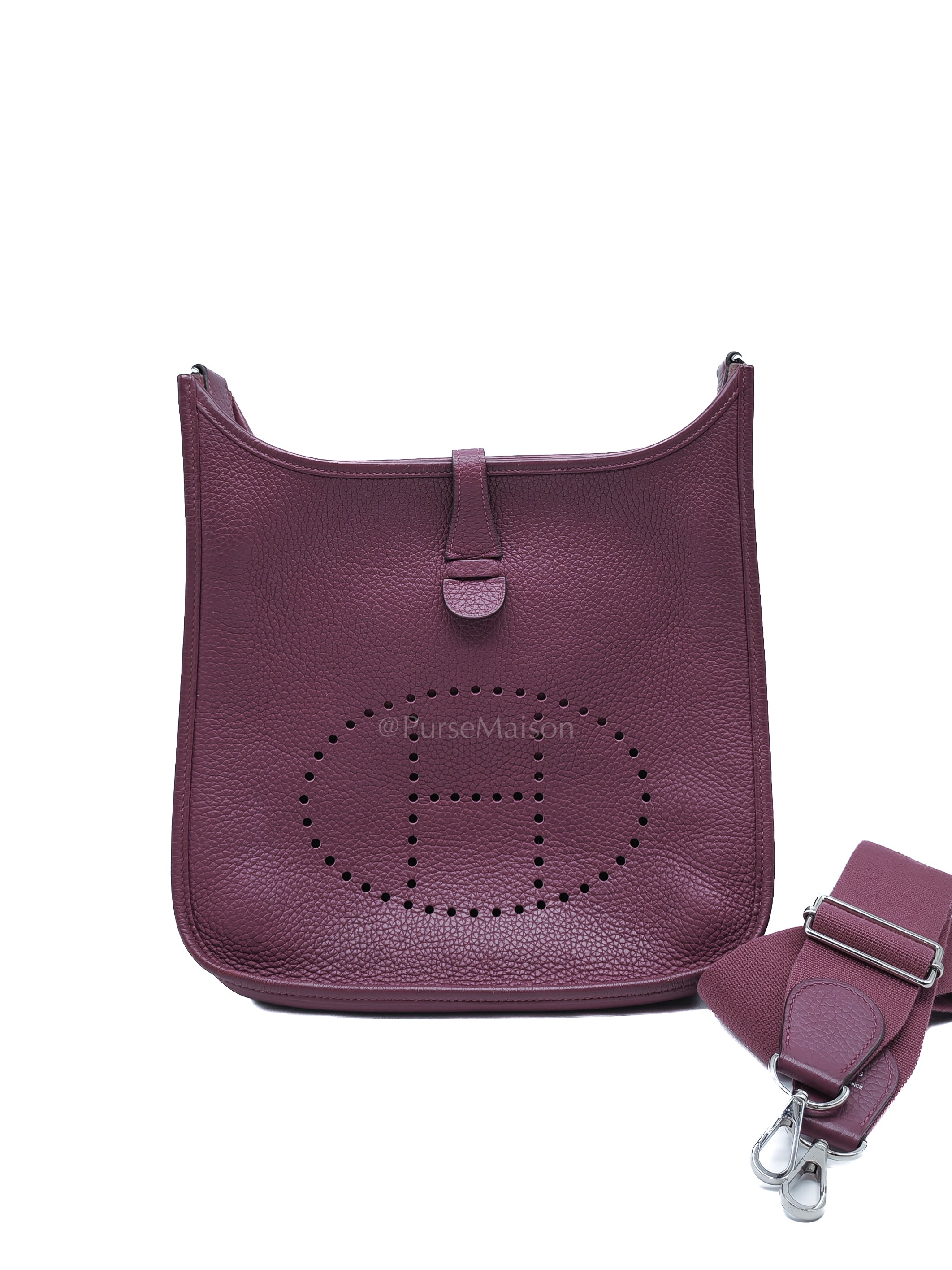 Evelyne PM in Anemone Taurillom Clemence Leather & Palladium Hardware Stamp Square R (2014) | Purse Maison Luxury Bags Shop