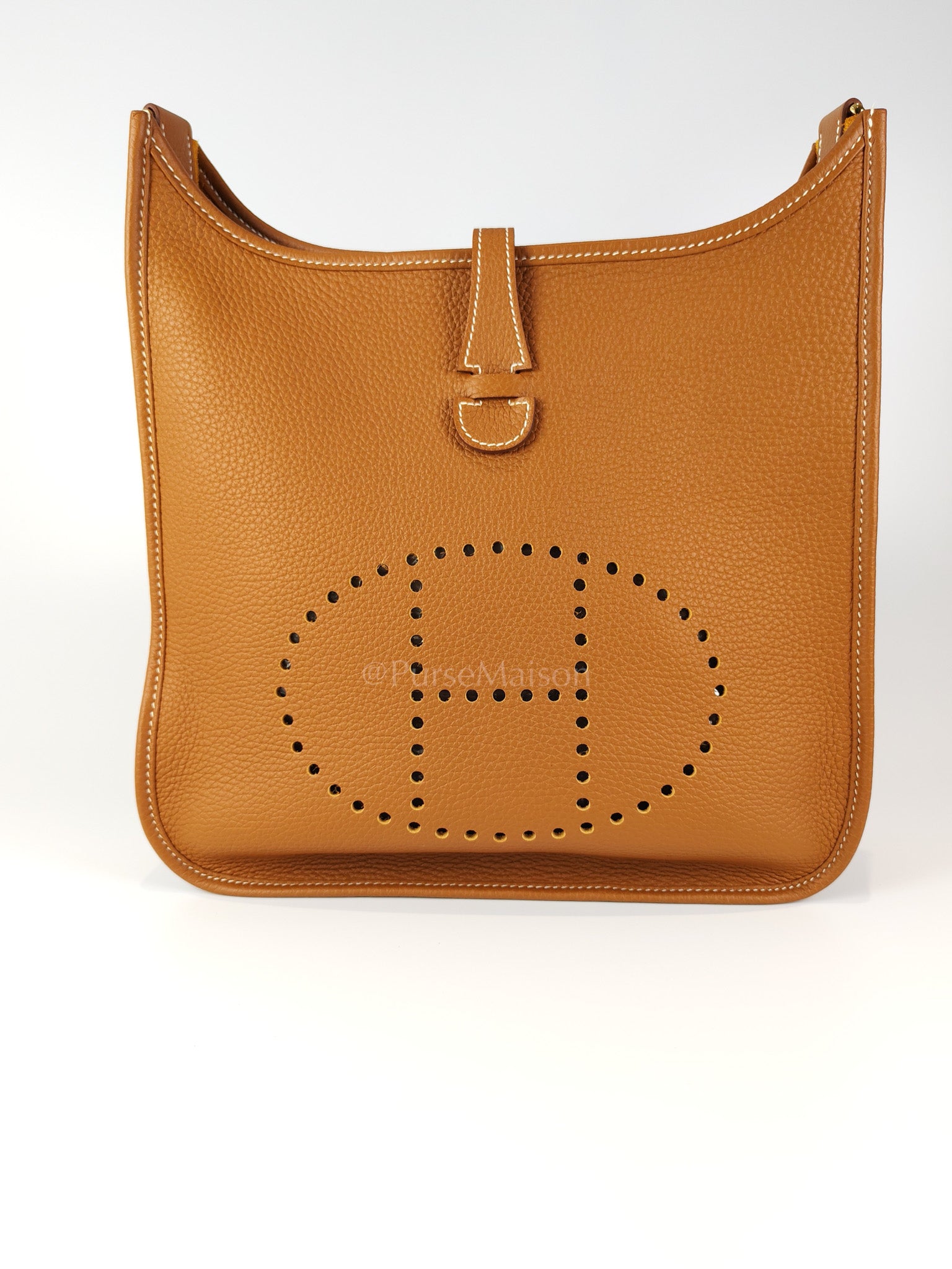 Evelyne PM in Gold Clemence Leather and Gold Hardware Stamp B (2023) | Purse Maison Luxury Bags Shop