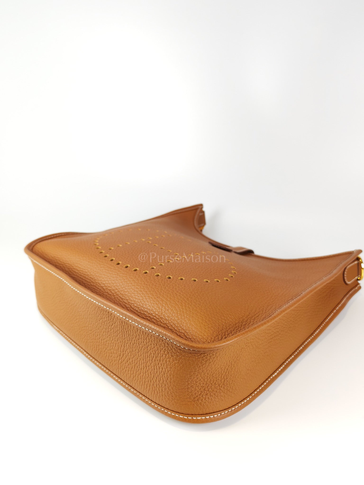 Evelyne PM in Gold Clemence Leather and Gold Hardware Stamp B (2023) | Purse Maison Luxury Bags Shop