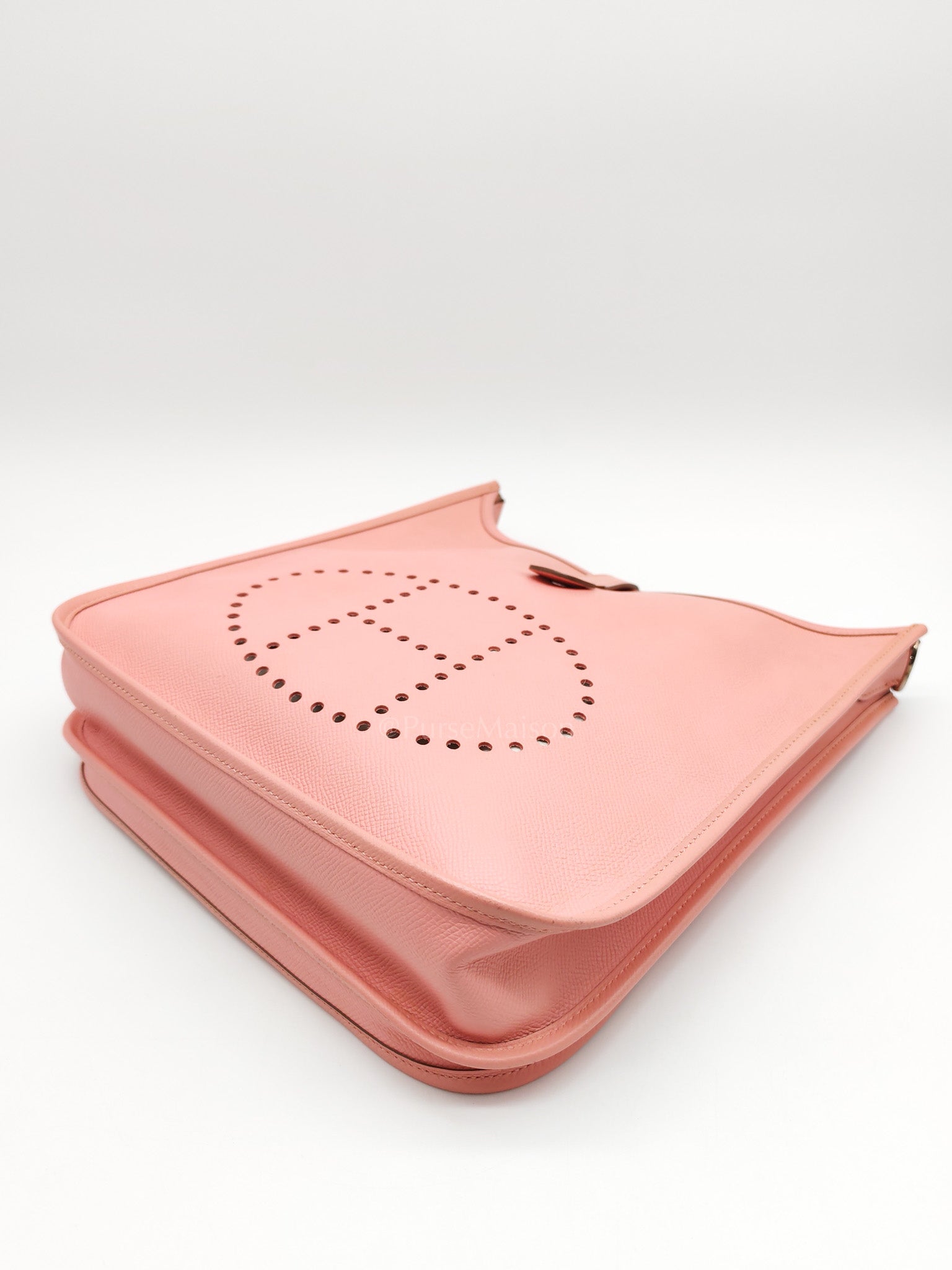 Evelyne PM in Pink Epsom Leather & Palladium Hardware Stamp T(2015) | Purse Maison Luxury Bags Shop