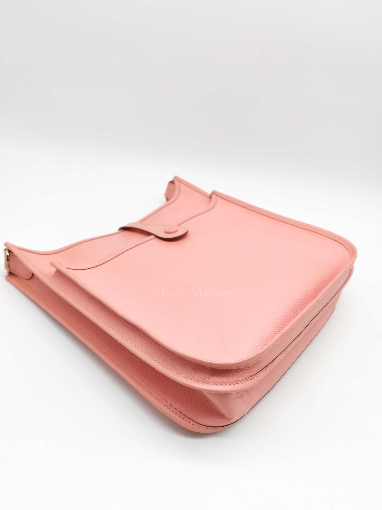 Evelyne PM in Pink Epsom Leather & Palladium Hardware Stamp T(2015) | Purse Maison Luxury Bags Shop