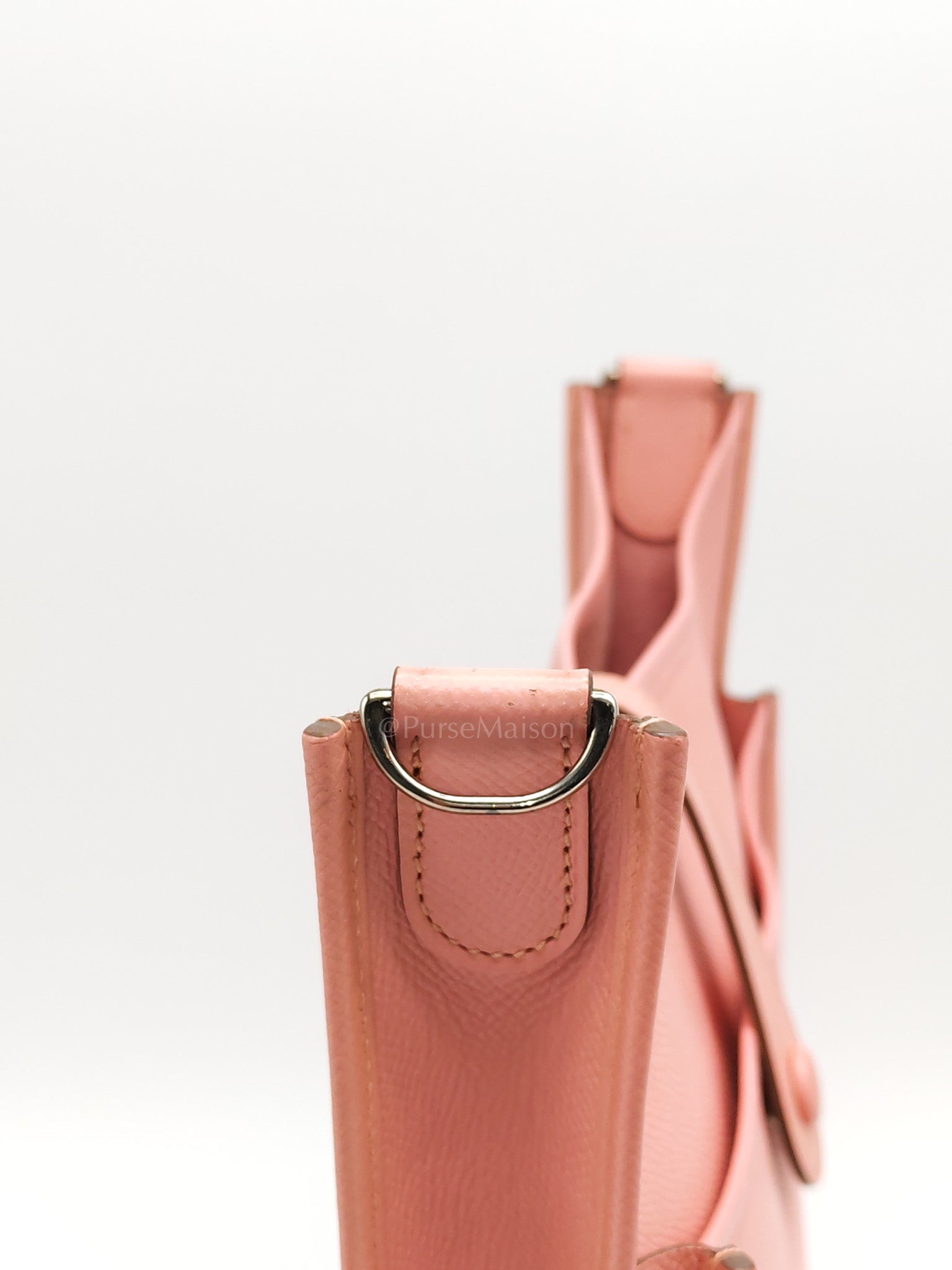 Evelyne PM in Pink Epsom Leather & Palladium Hardware Stamp T(2015) | Purse Maison Luxury Bags Shop